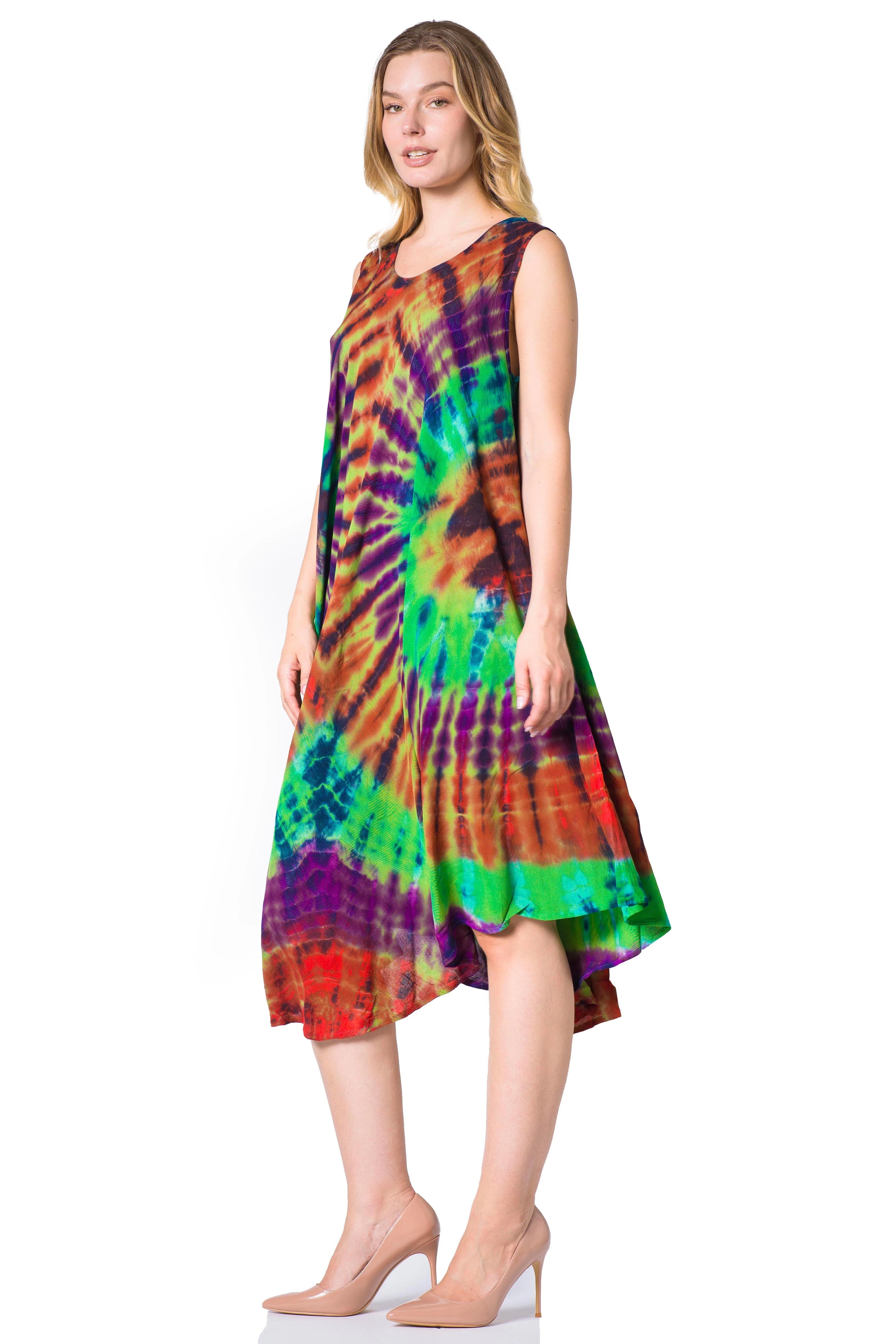 Sakkas Neja Women's Casual Maxi Summer Sleeveless Loose Fit Tie Dye Tank Dress - Image 8