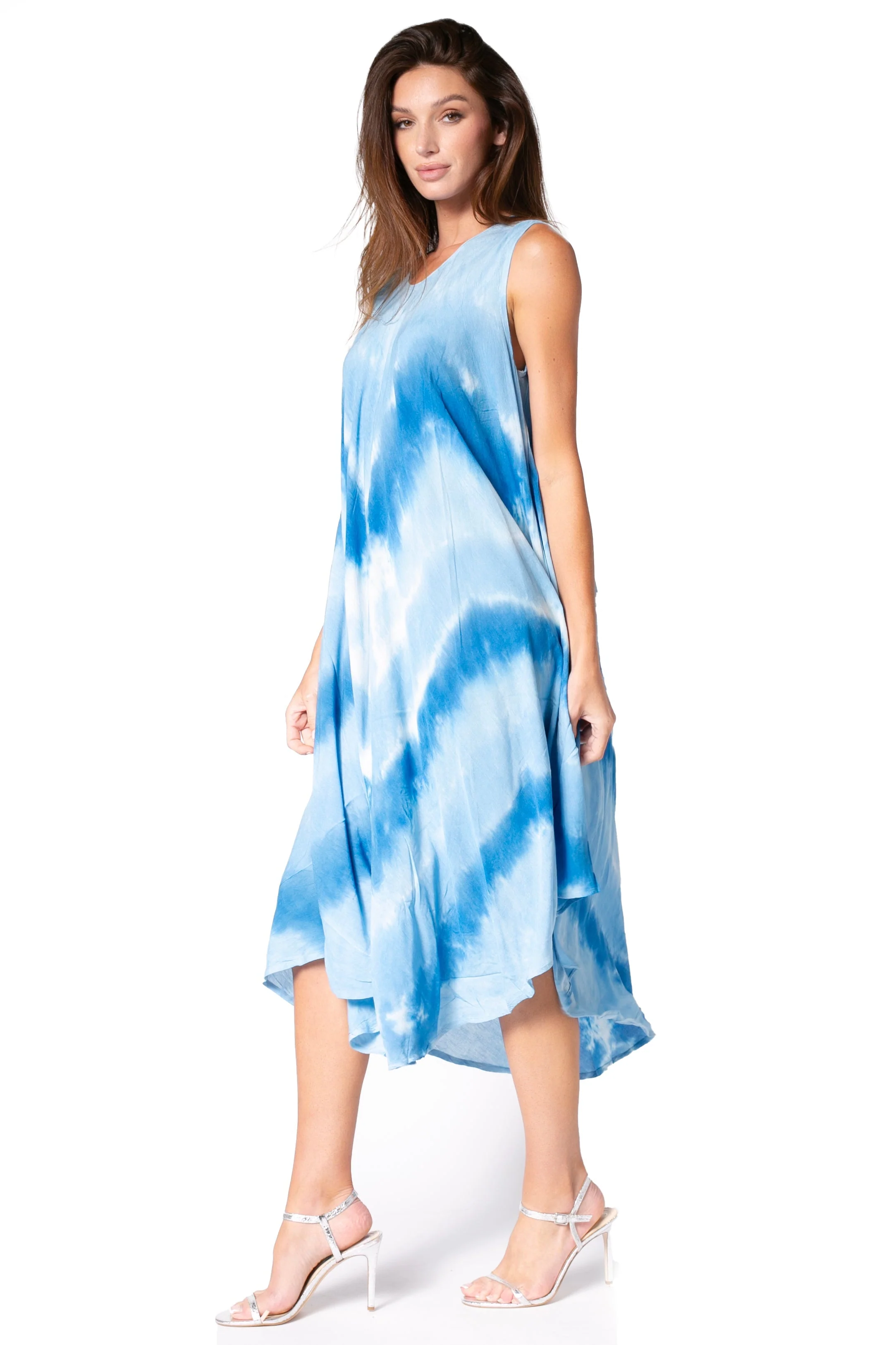 Sakkas Neja Women's Casual Maxi Summer Sleeveless Loose Fit Tie Dye Tank Dress - Image 83
