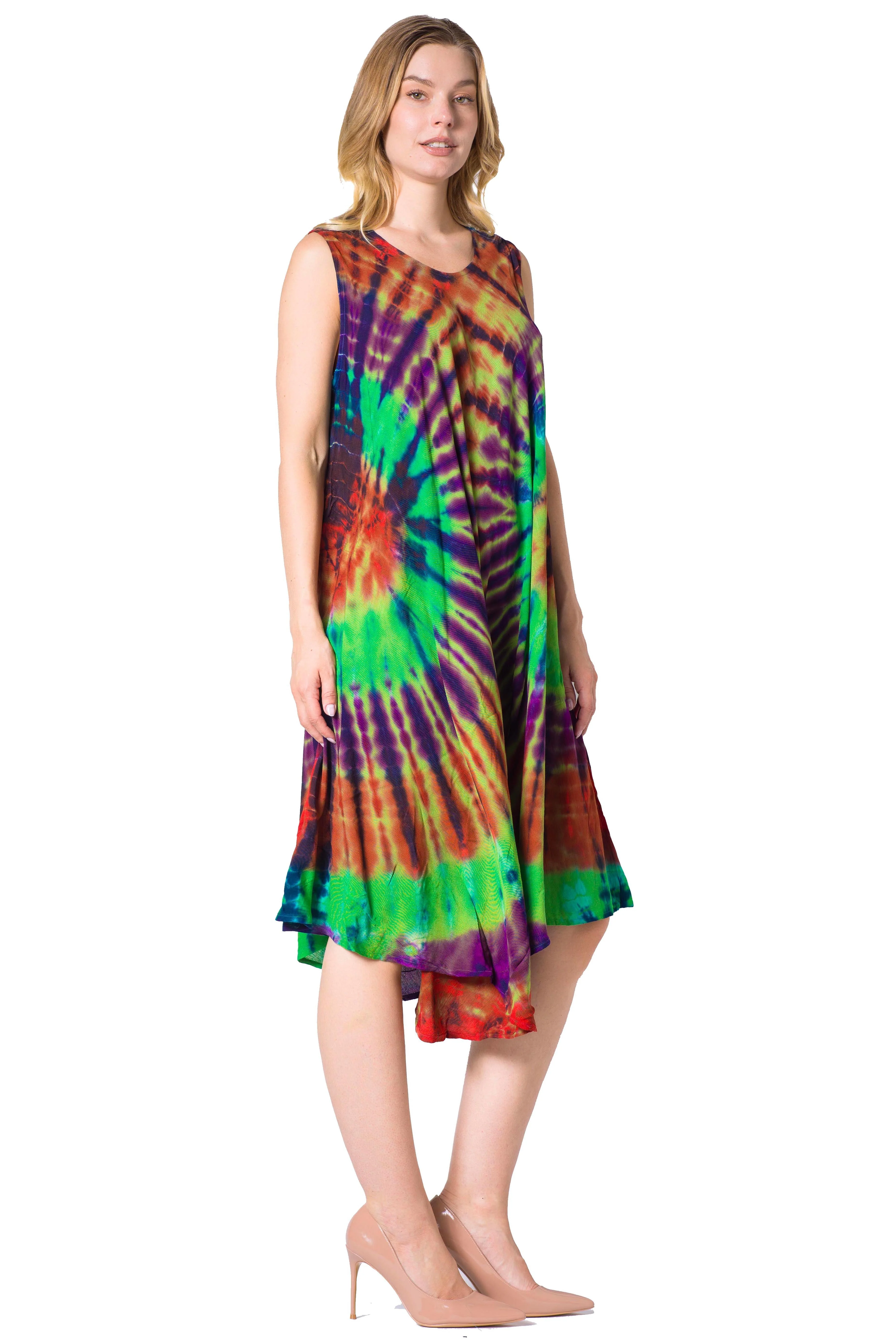 Sakkas Neja Women's Casual Maxi Summer Sleeveless Loose Fit Tie Dye Tank Dress - Image 9