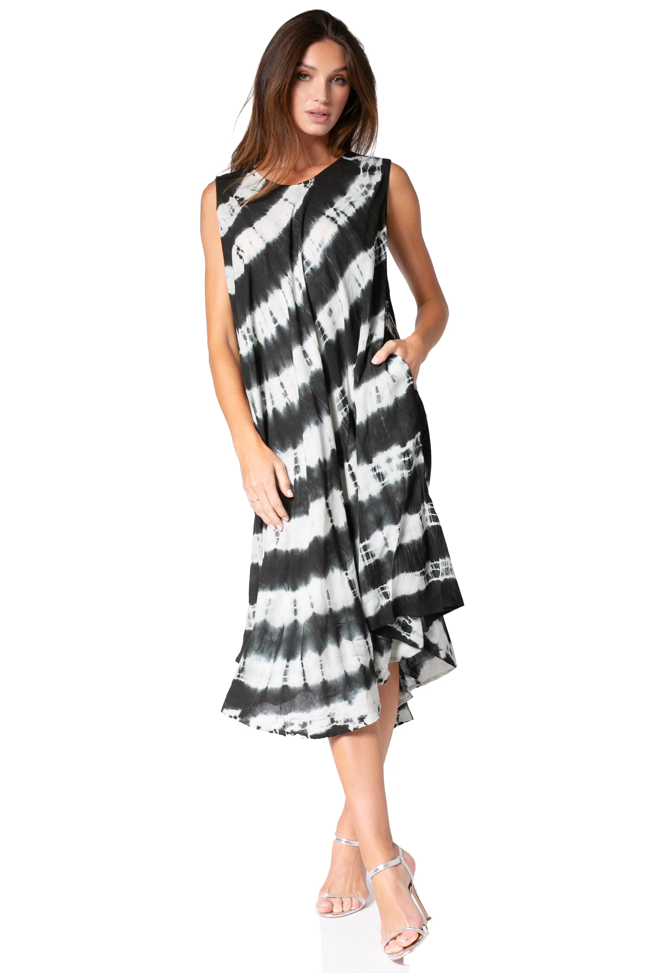 Sakkas Neja Women's Casual Maxi Summer Sleeveless Loose Fit Tie Dye Tank Dress - Image 90
