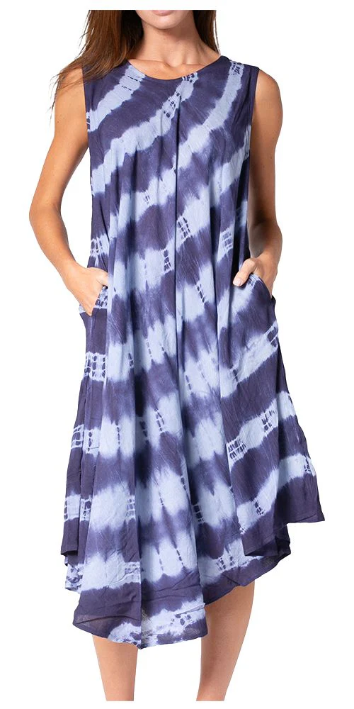 Sakkas Neja Women's Casual Maxi Summer Sleeveless Loose Fit Tie Dye Tank Dress - Image 91