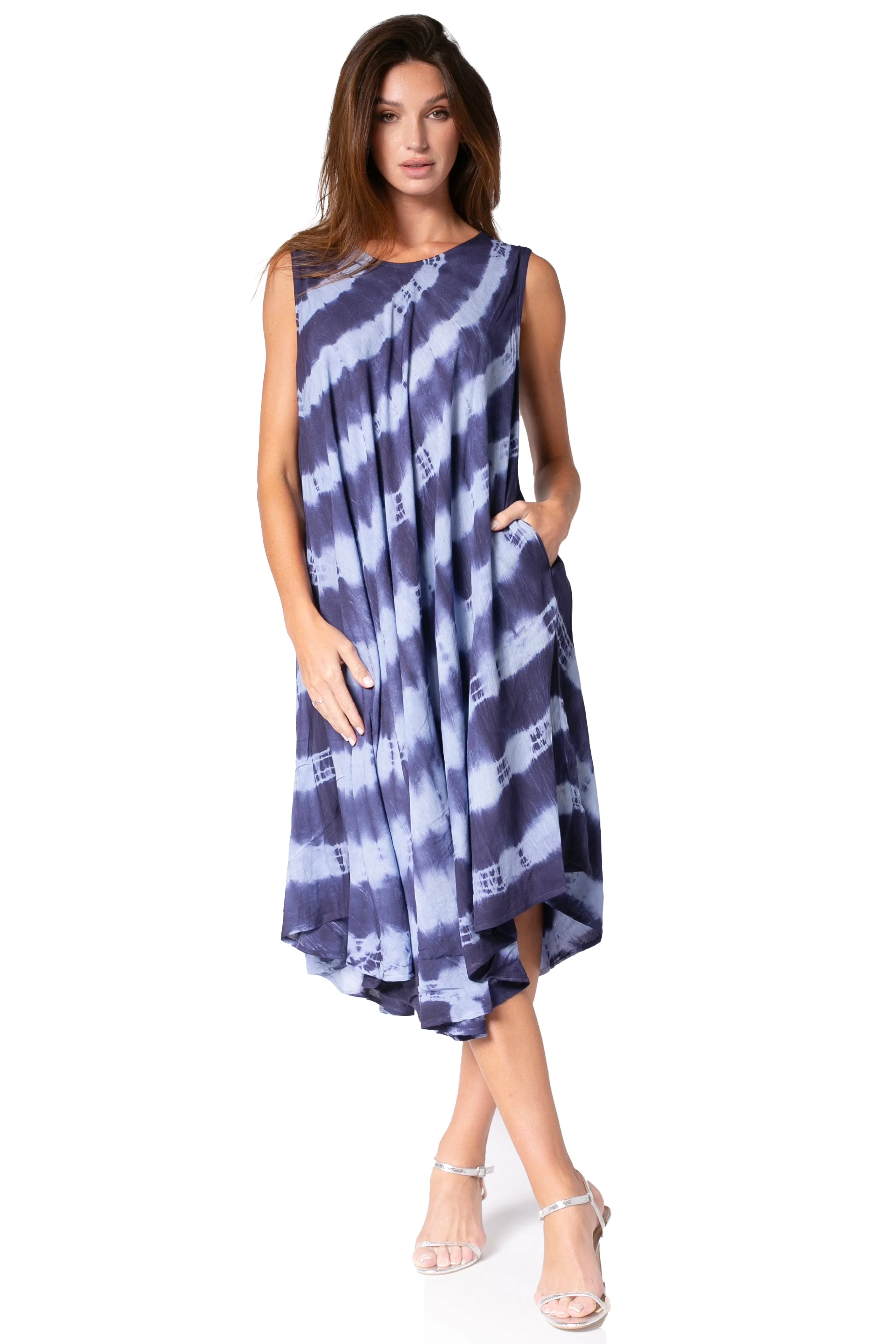 Sakkas Neja Women's Casual Maxi Summer Sleeveless Loose Fit Tie Dye Tank Dress - Image 95