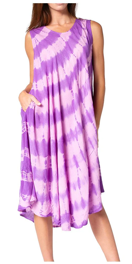 Sakkas Neja Women's Casual Maxi Summer Sleeveless Loose Fit Tie Dye Tank Dress - Image 96