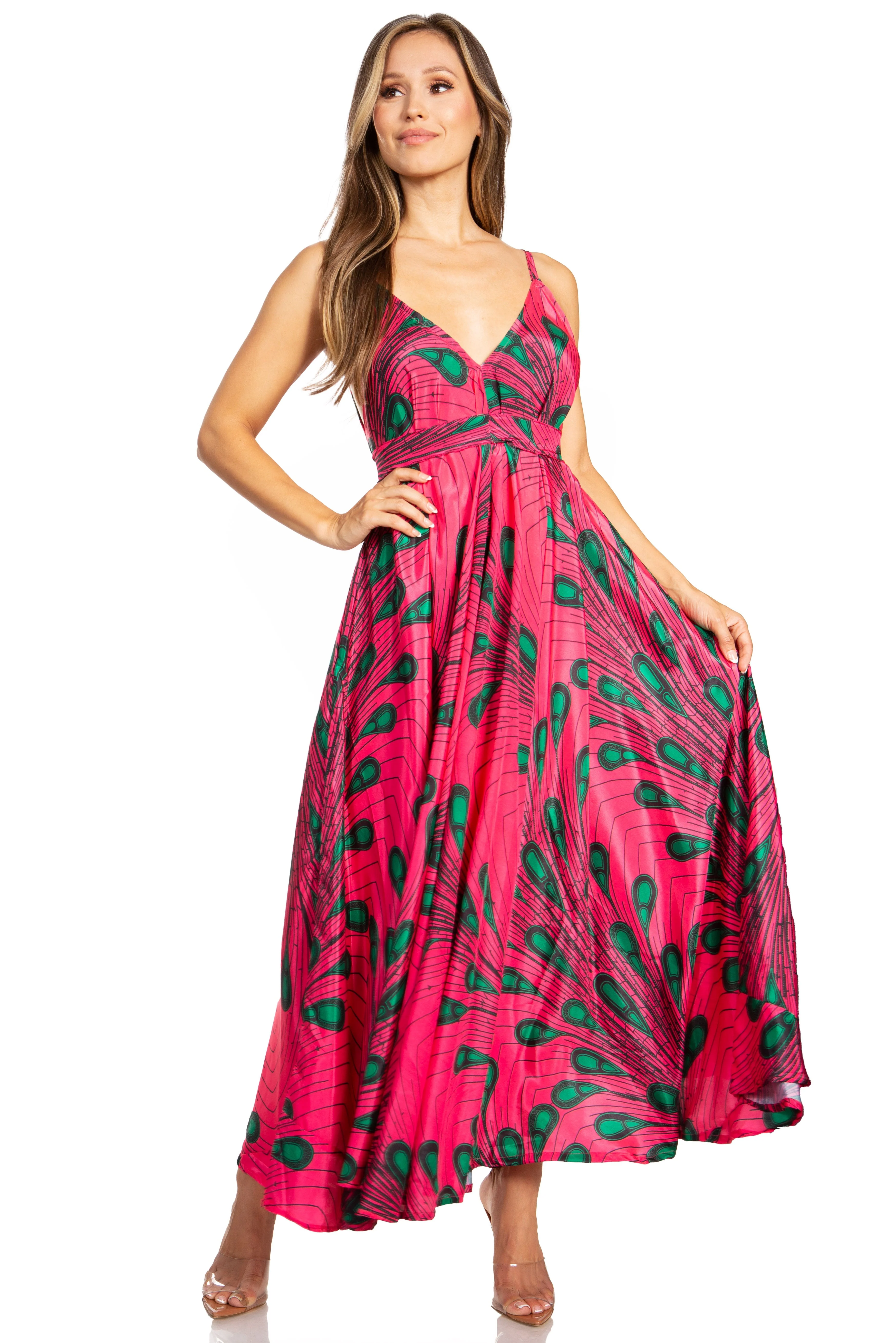 Sakkas Niza Women's Maxi Summer Casual Sleeveless Floral V neck Loose Long Dress - Image 10