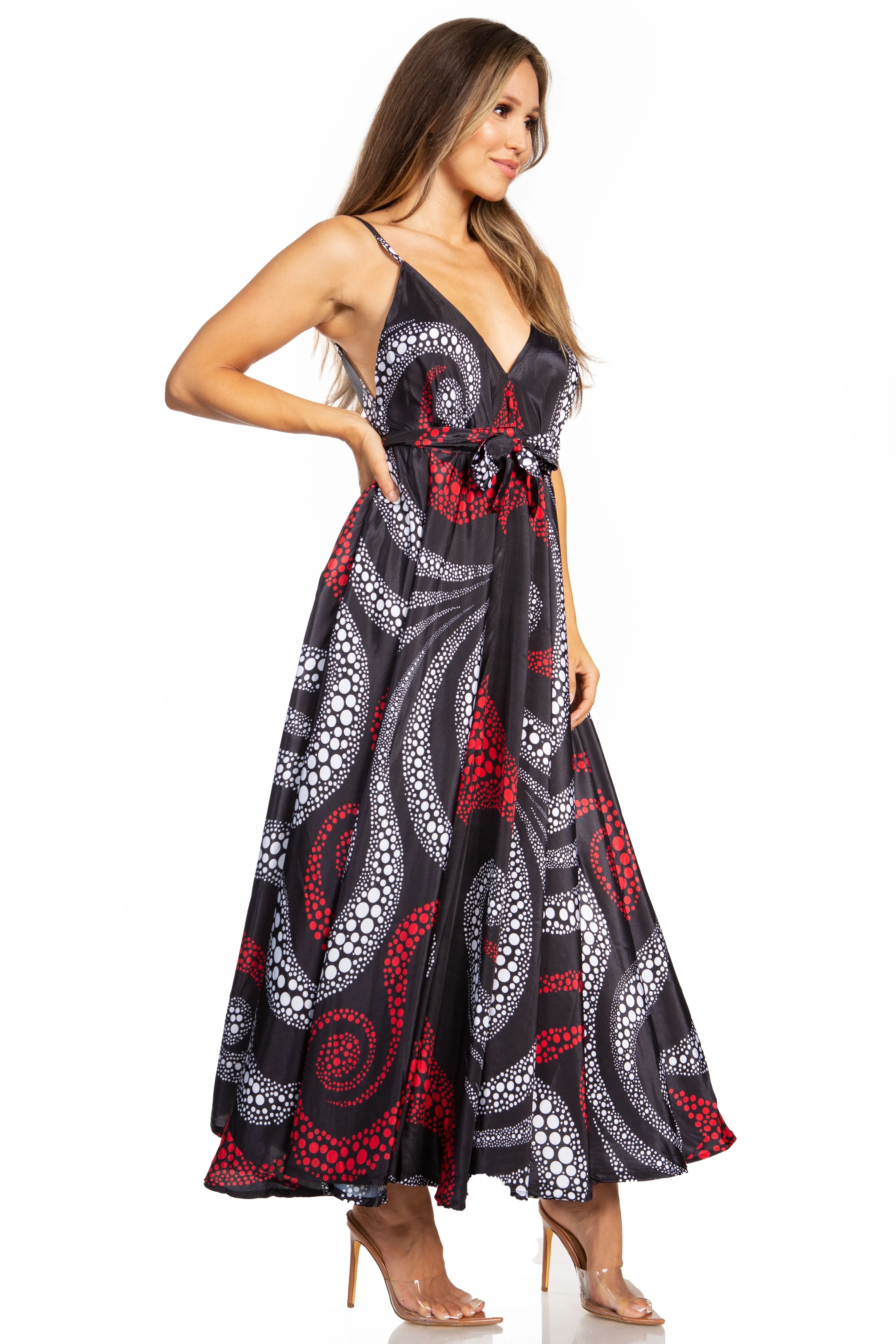 Sakkas Niza Women's Maxi Summer Casual Sleeveless Floral V neck Loose Long Dress - Image 13