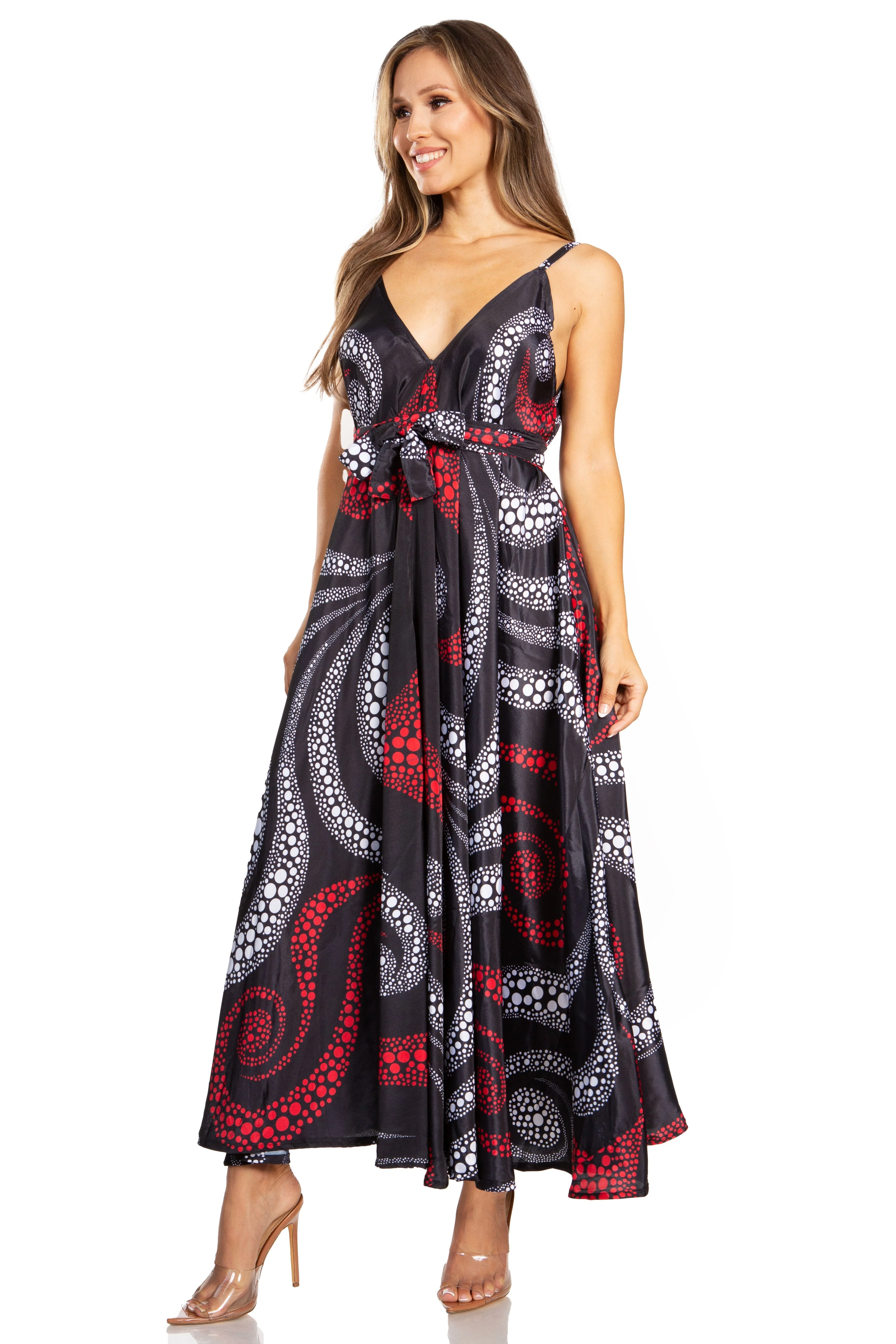 Sakkas Niza Women's Maxi Summer Casual Sleeveless Floral V neck Loose Long Dress - Image 14