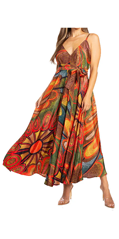 Sakkas Niza Women's Maxi Summer Casual Sleeveless Floral V neck Loose Long Dress - Image 16