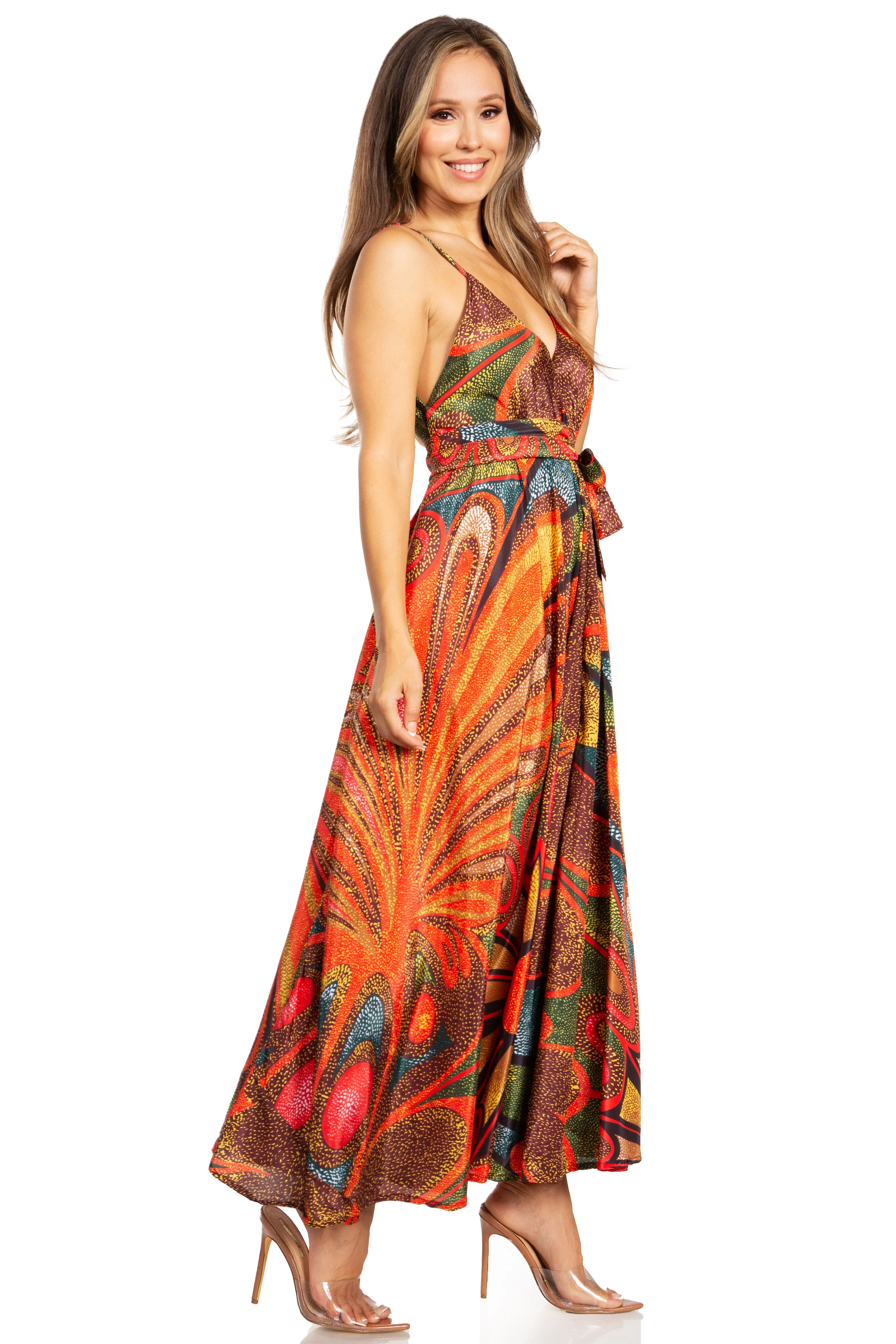 Sakkas Niza Women's Maxi Summer Casual Sleeveless Floral V neck Loose Long Dress - Image 18