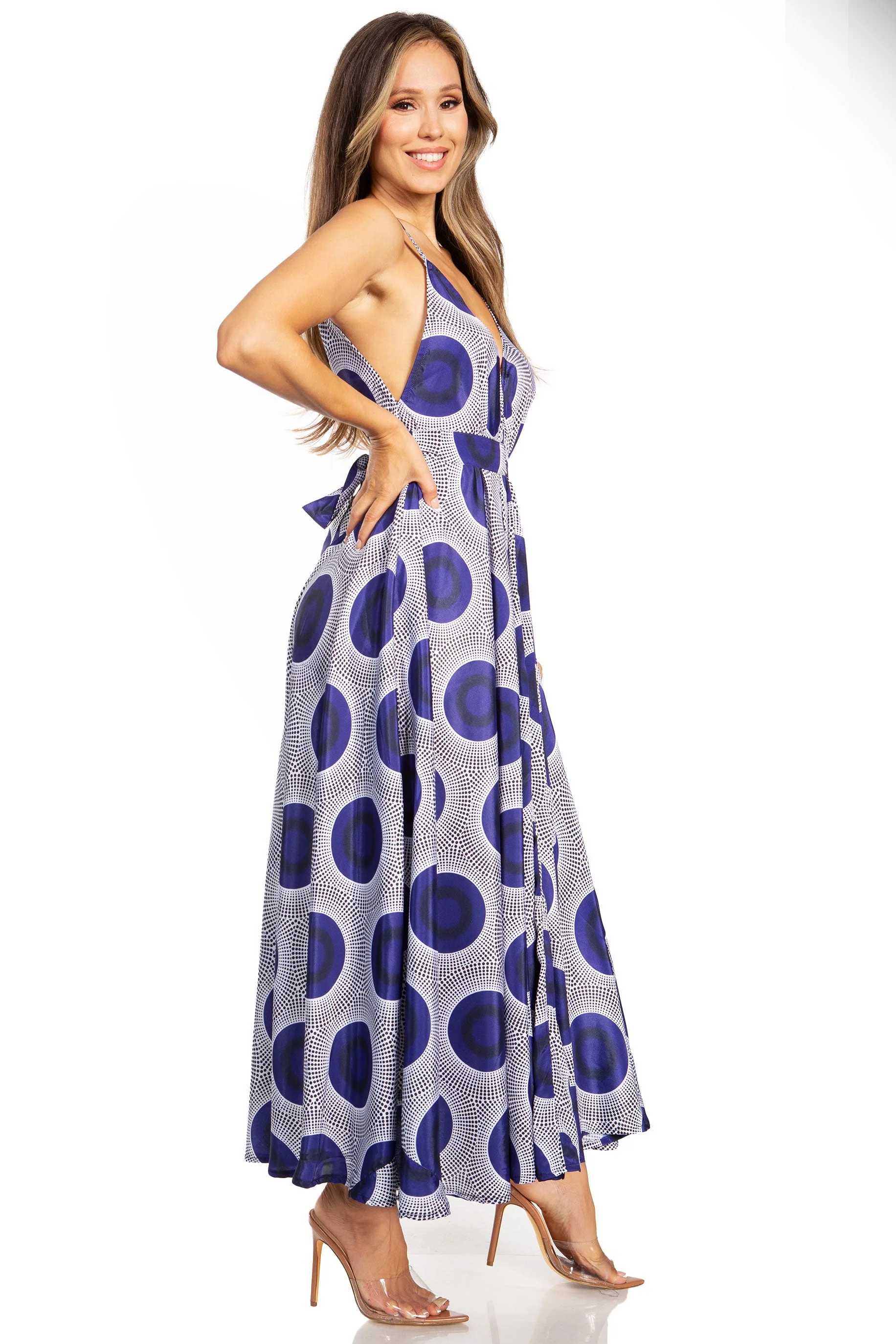 Sakkas Niza Women's Maxi Summer Casual Sleeveless Floral V neck Loose Long Dress - Image 3