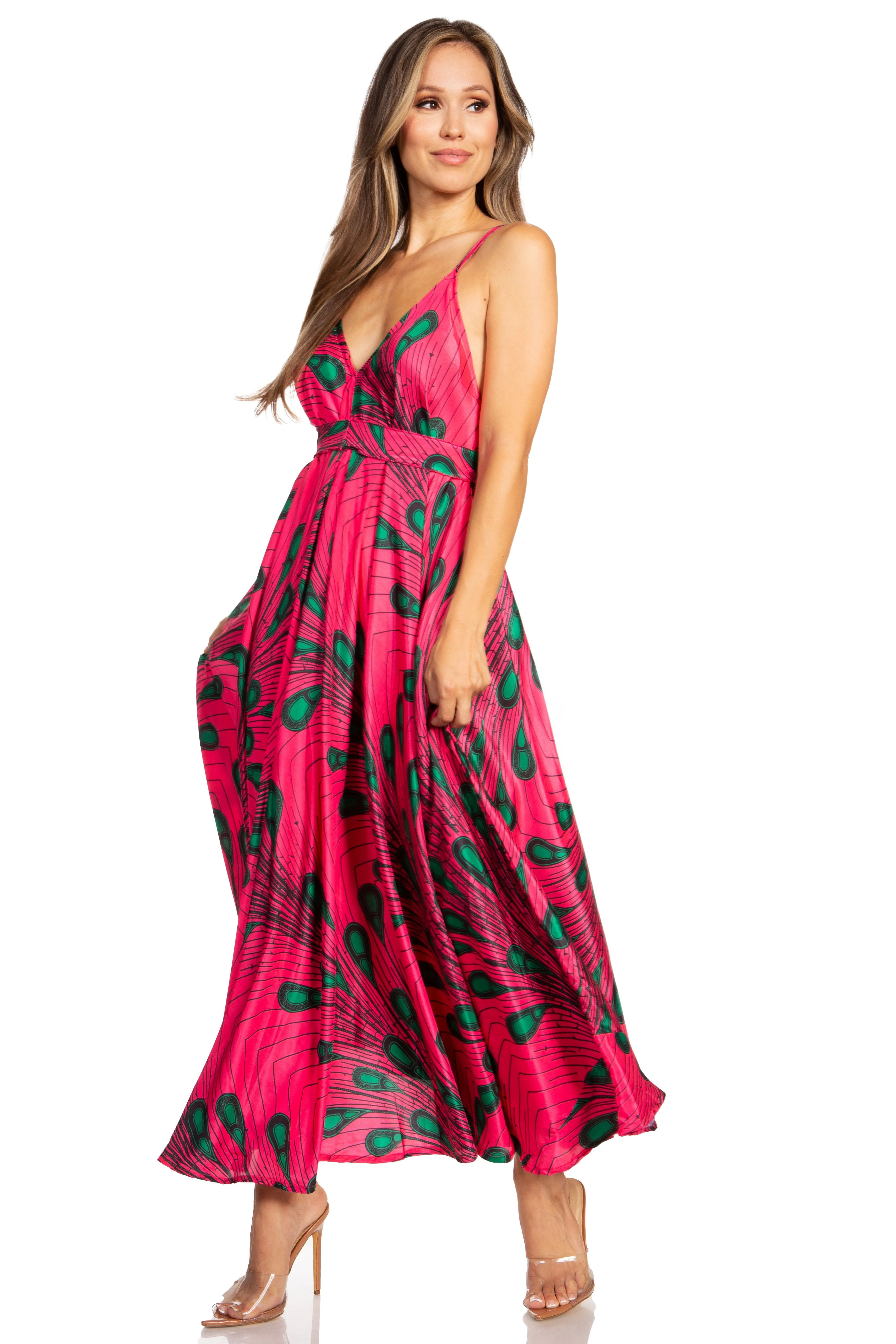 Sakkas Niza Women's Maxi Summer Casual Sleeveless Floral V neck Loose Long Dress - Image 9