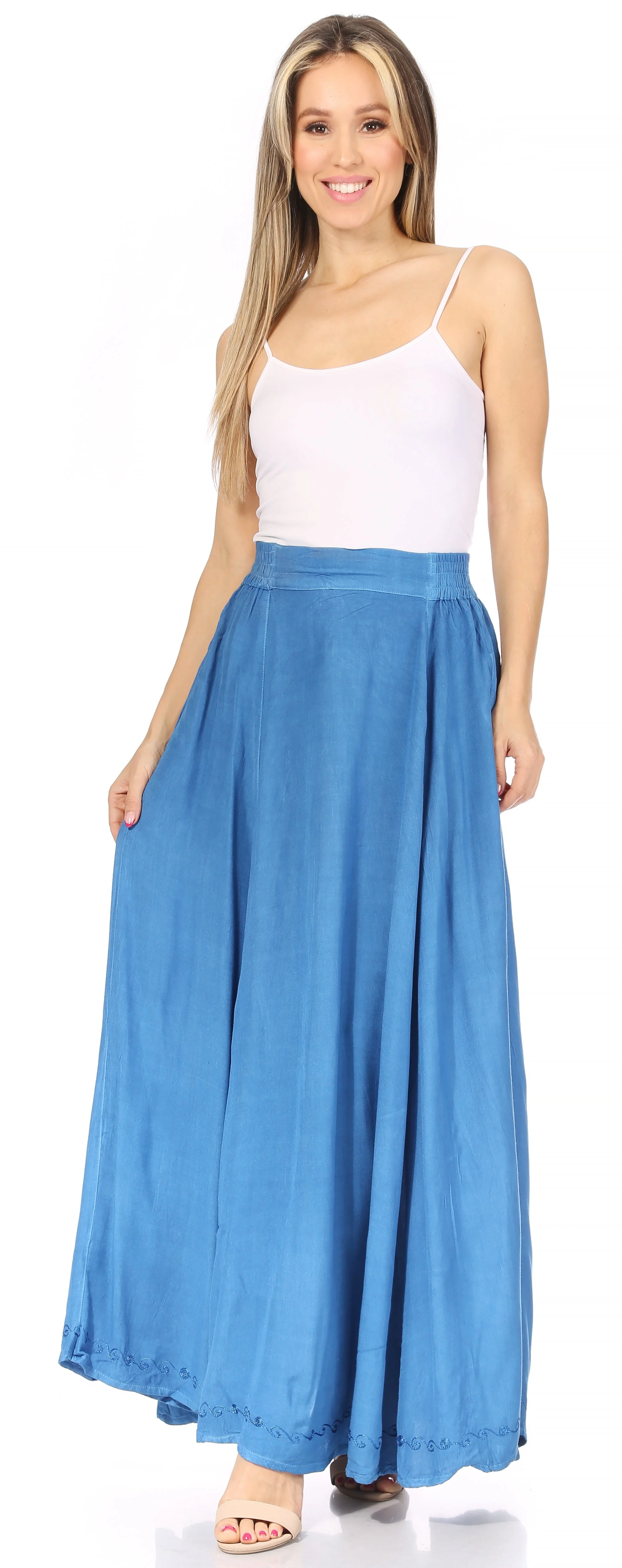 Sakkas Noemi Women's Long Maxi Summer Casual Boho Skirt Elastic Waist & Pockets - Image 15