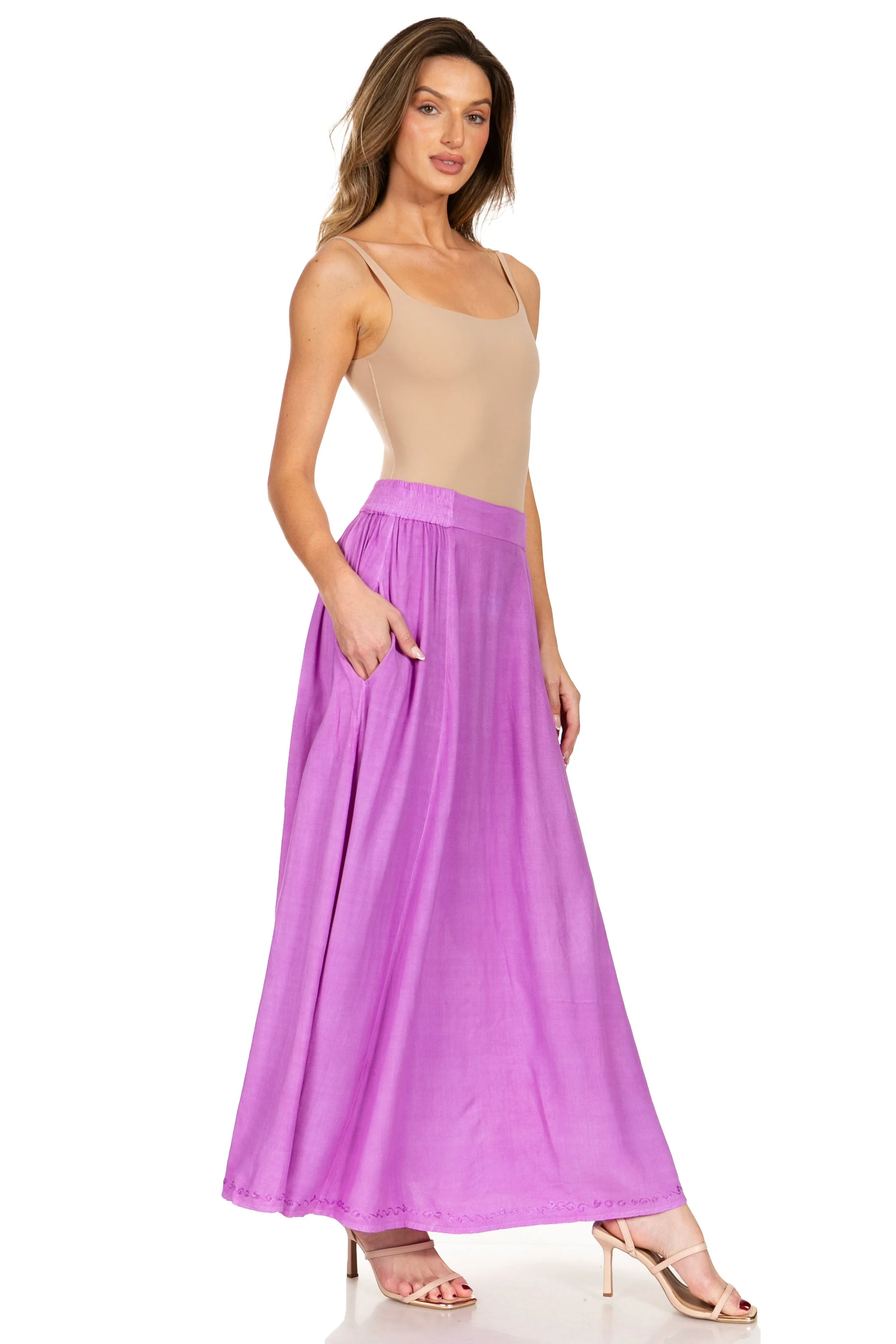 Sakkas Noemi Women's Long Maxi Summer Casual Boho Skirt Elastic Waist & Pockets - Image 34
