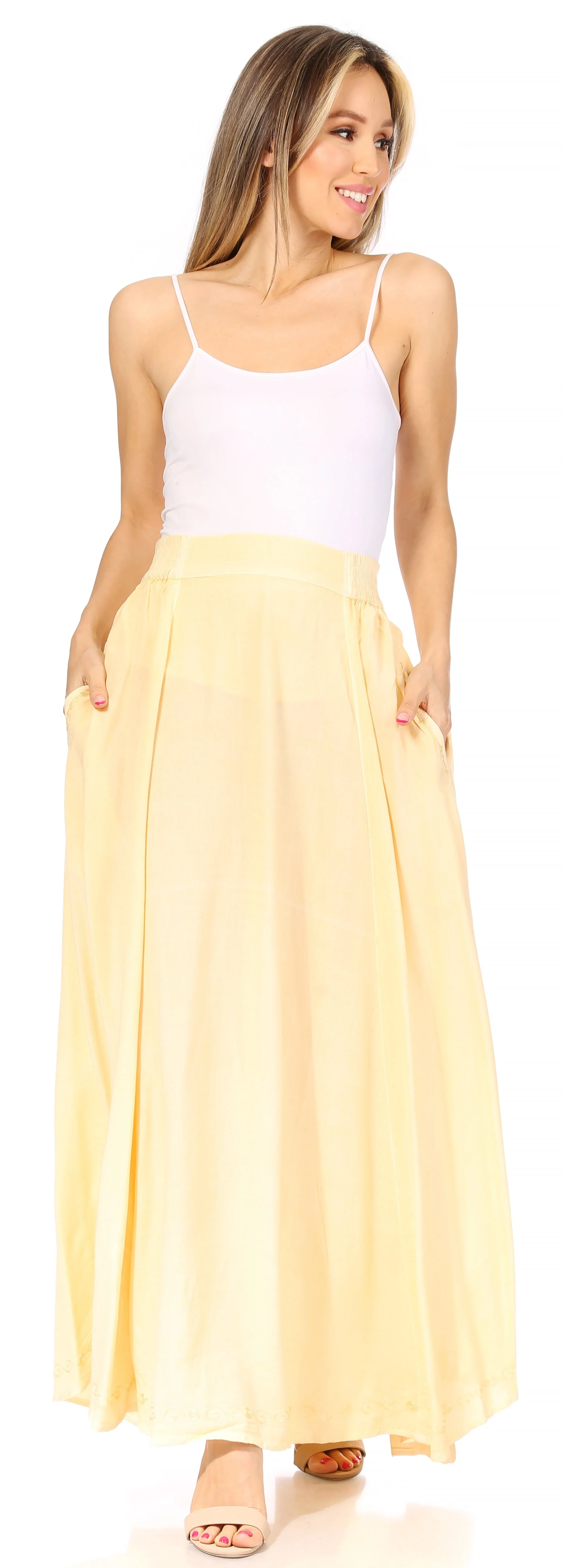 Sakkas Noemi Women's Long Maxi Summer Casual Boho Skirt Elastic Waist & Pockets - Image 5