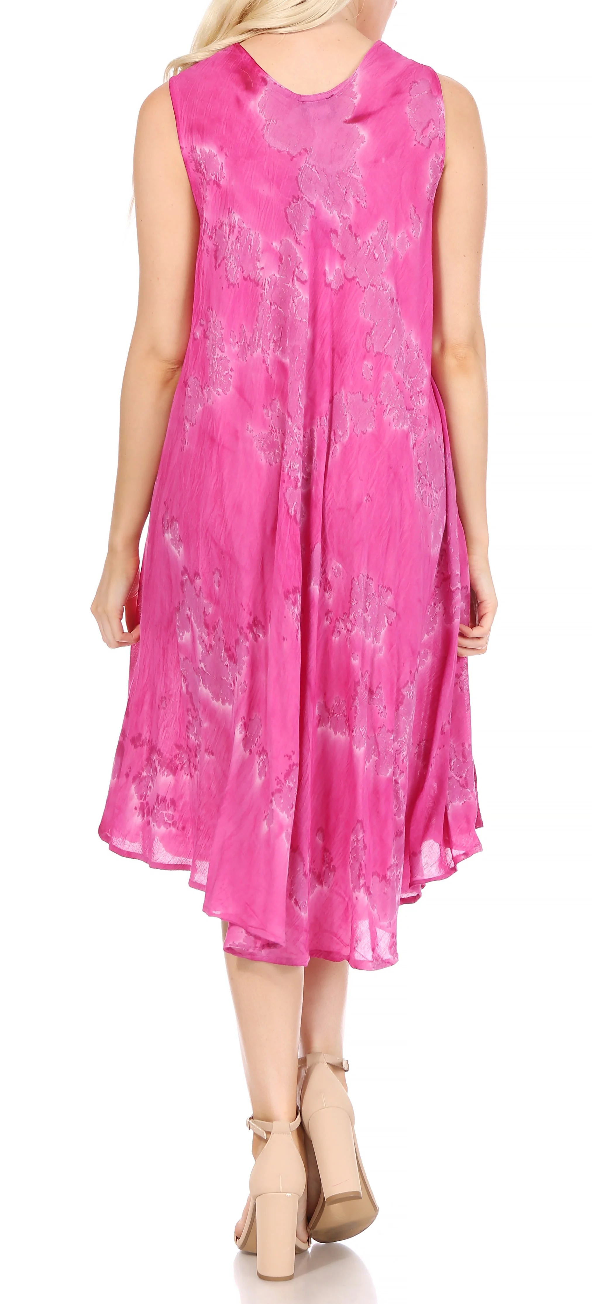 Sakkas Nora Sleeveless Embroidered Short Tie Dye Caftan Dress / Cover Up - Image 127