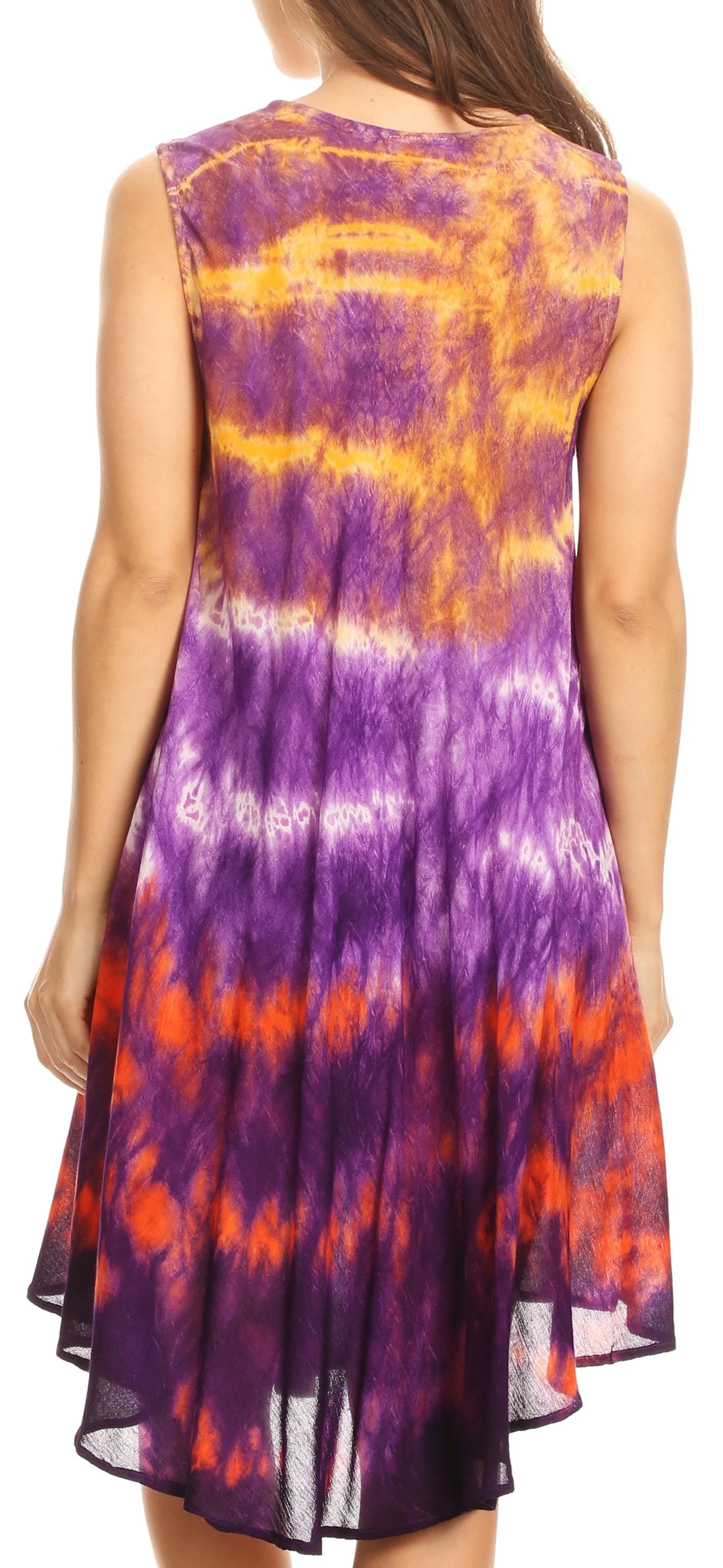 Sakkas Nora Sleeveless Embroidered Short Tie Dye Caftan Dress / Cover Up - Image 17