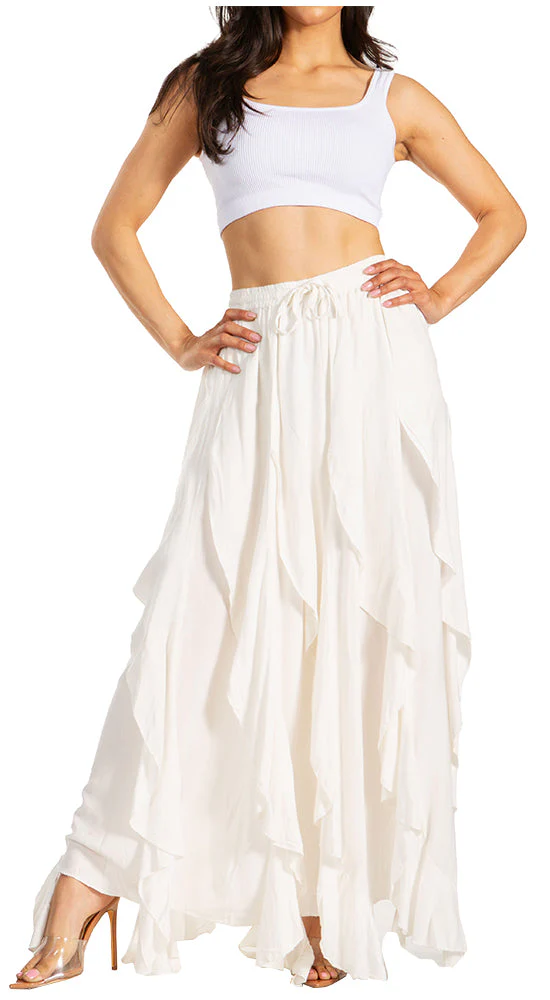 Sakkas Nova Womens Bohemian Stonewashed Rayon Asymmetrical Hem Maxi Swing Skirt - Image 11