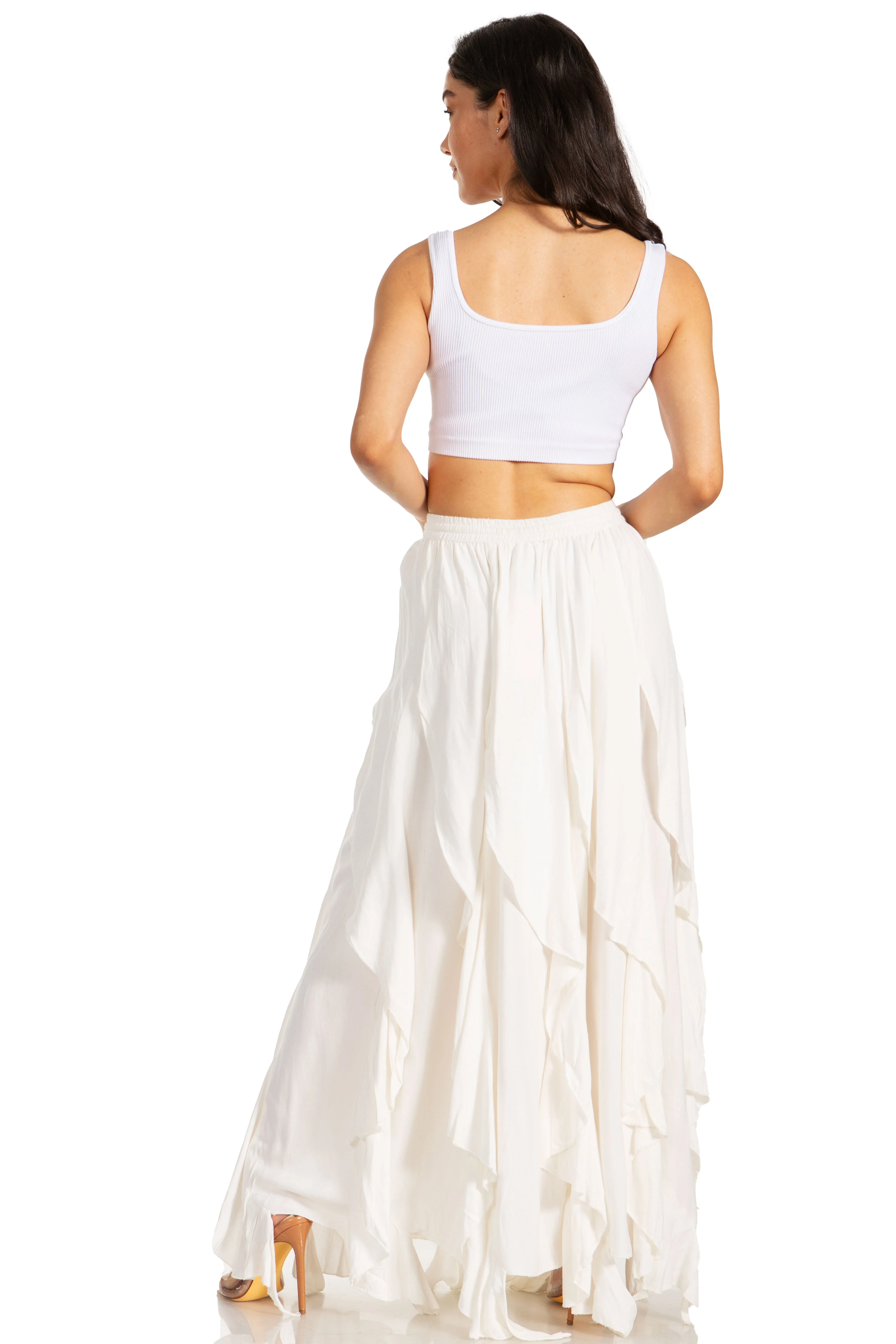 Sakkas Nova Womens Bohemian Stonewashed Rayon Asymmetrical Hem Maxi Swing Skirt - Image 12