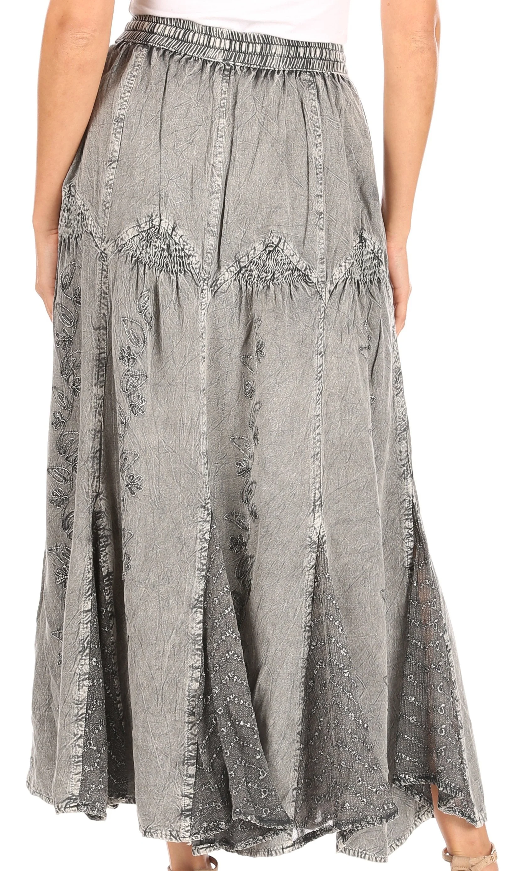 Sakkas Olivia Womens Maxi Bohemian Gypsy Long Skirt With Elastic Waist and Lace - Image 27