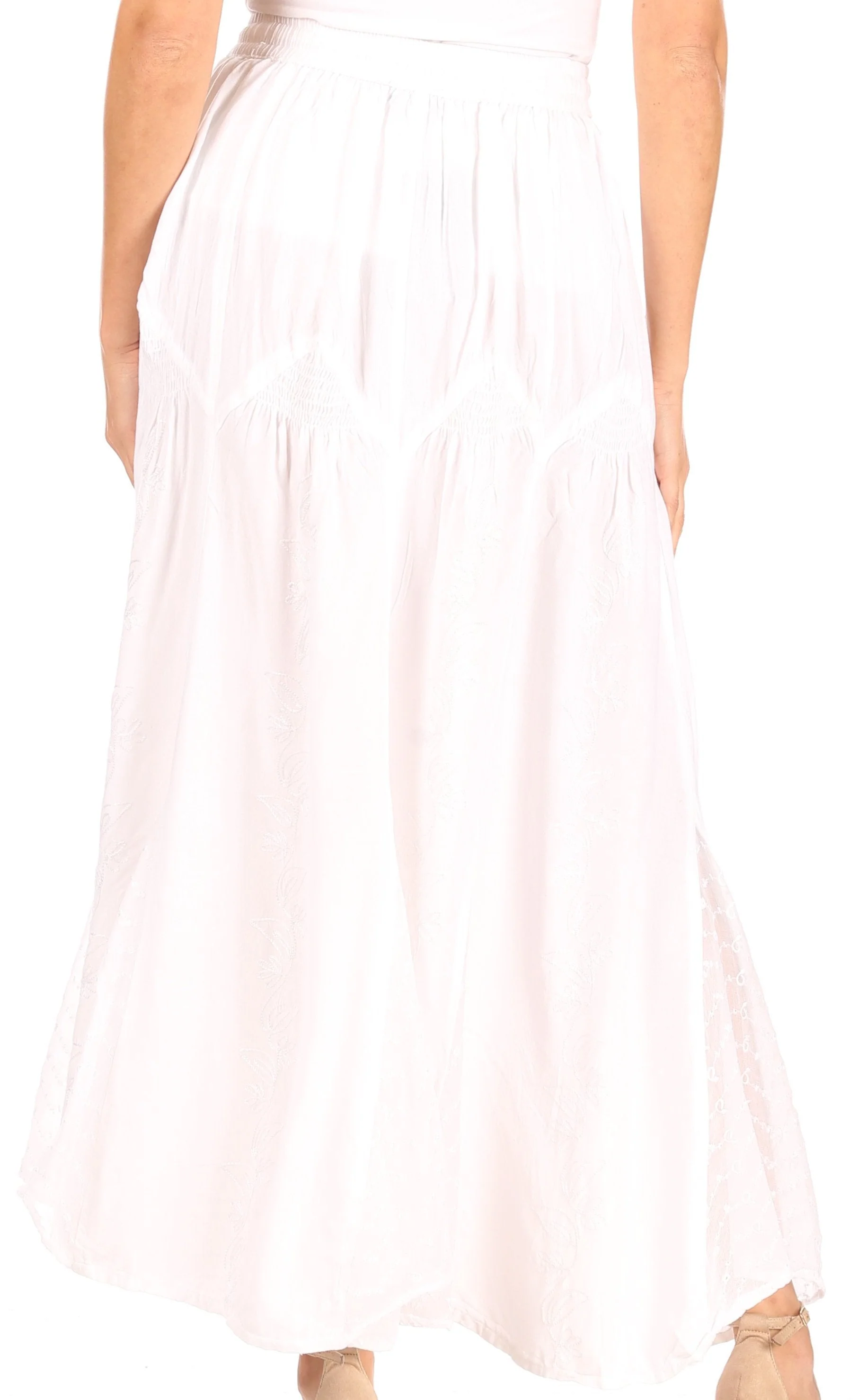 Sakkas Olivia Womens Maxi Bohemian Gypsy Long Skirt With Elastic Waist and Lace - Image 42