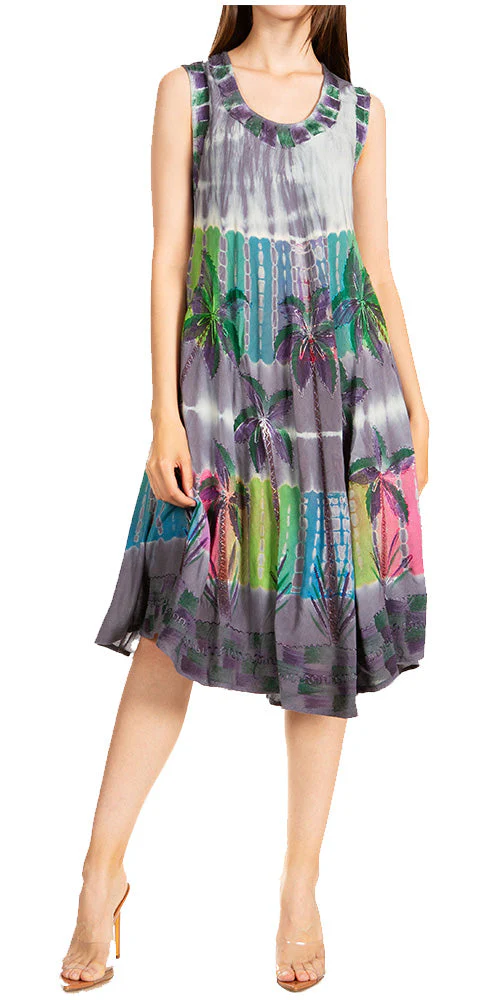 Sakkas Palm Tree Tie Dye Caftan Dress / Cover Up - Image 11