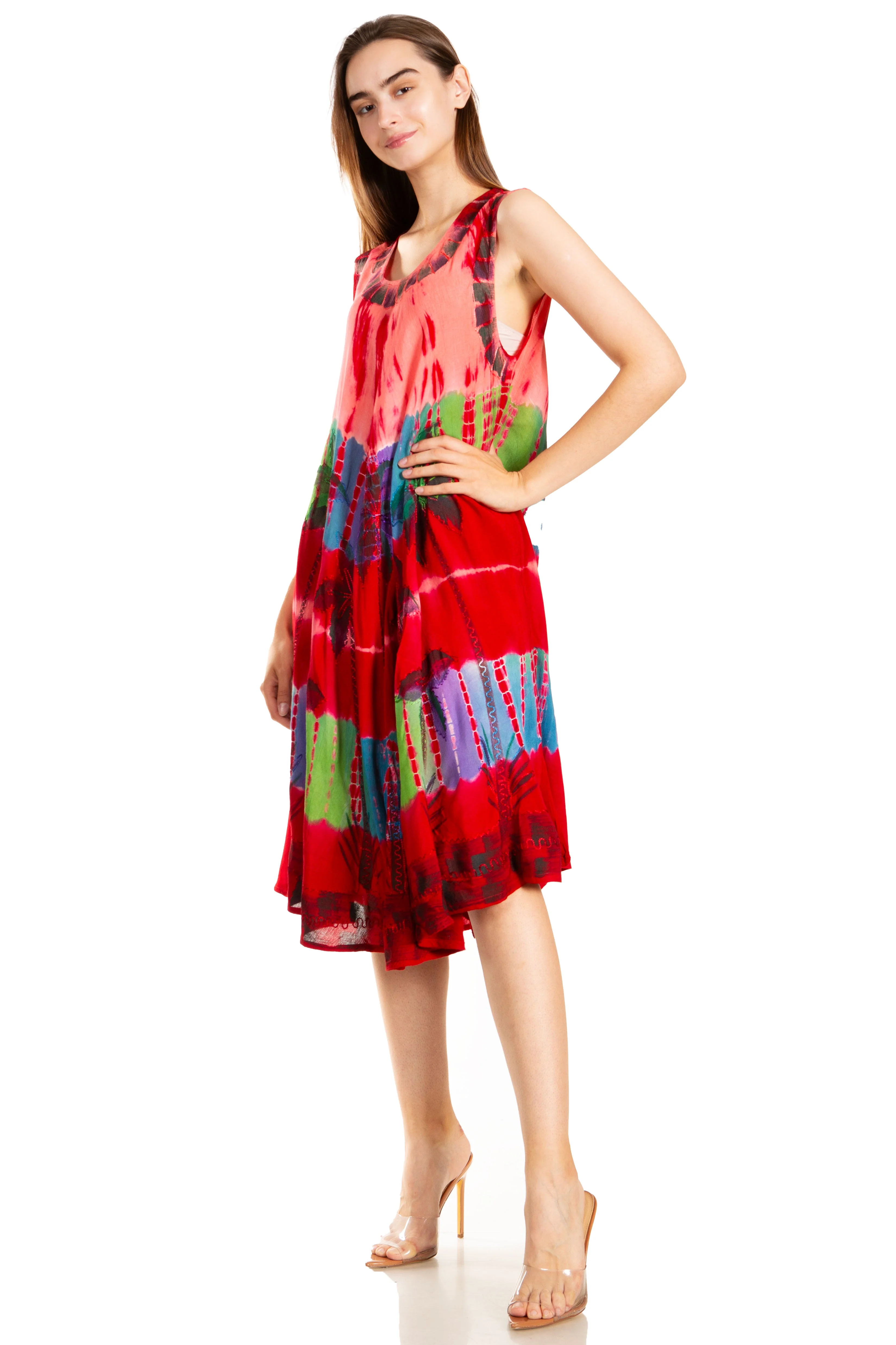 Sakkas Palm Tree Tie Dye Caftan Dress / Cover Up - Image 33