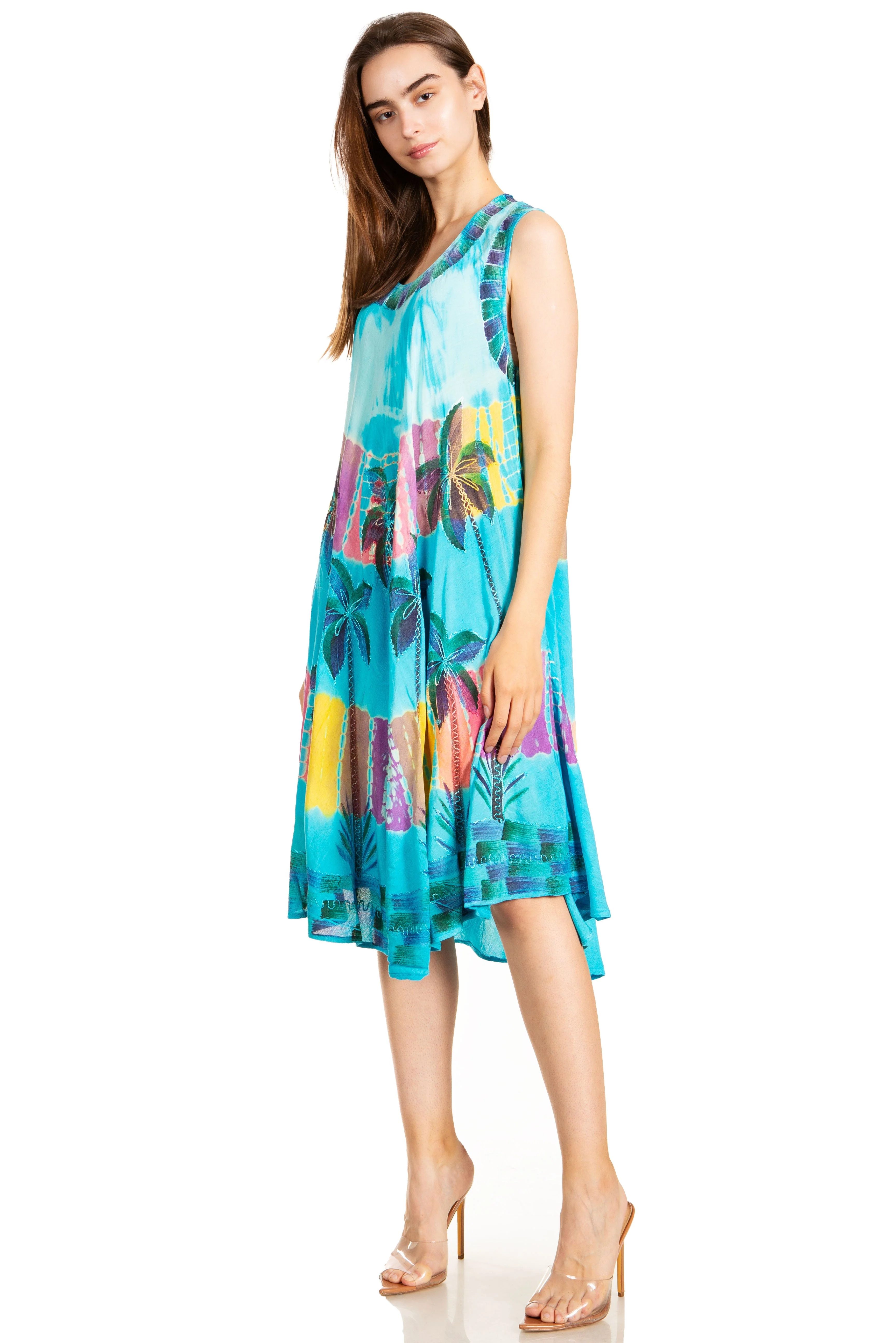 Sakkas Palm Tree Tie Dye Caftan Dress / Cover Up - Image 38