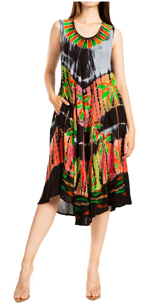 Sakkas Palm Tree Tie Dye Caftan Dress / Cover Up - Image 41