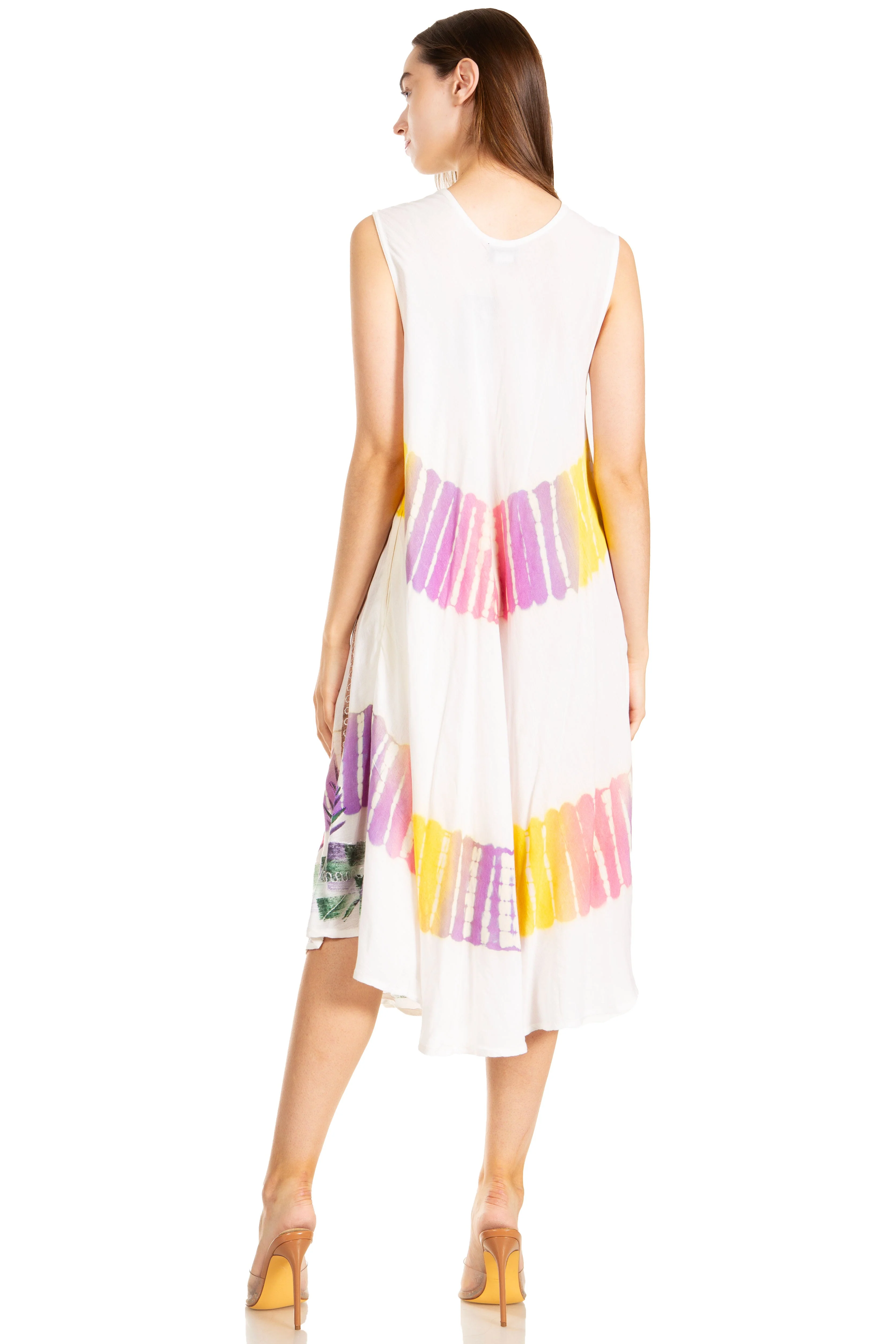 Sakkas Palm Tree Tie Dye Caftan Dress / Cover Up - Image 47