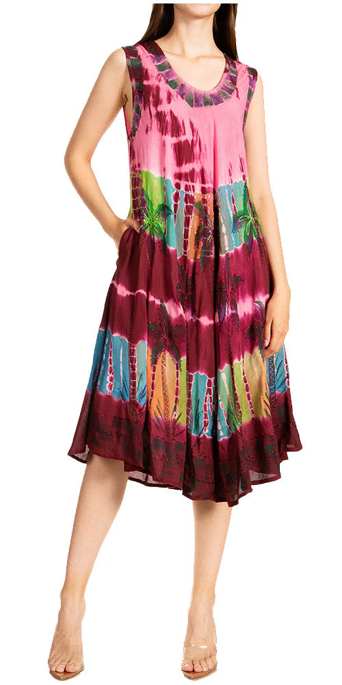Sakkas Palm Tree Tie Dye Caftan Dress / Cover Up - Image 6