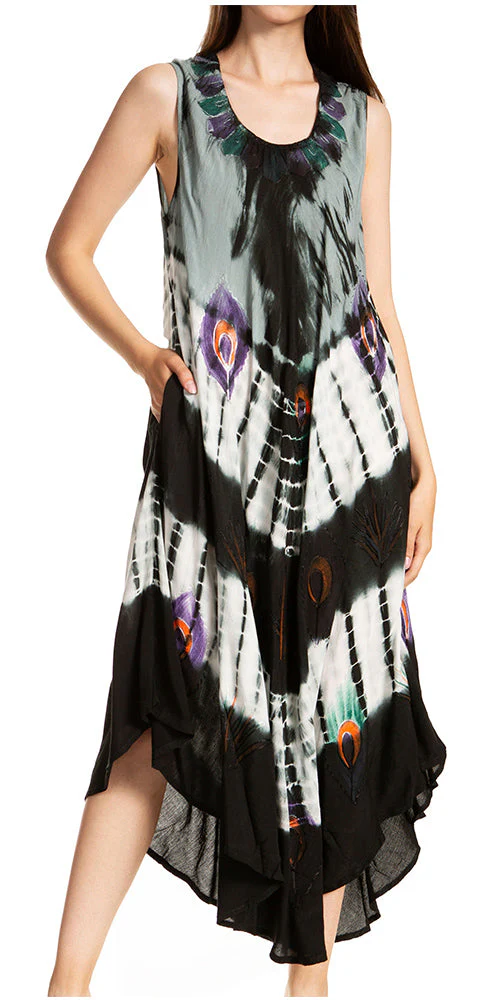 Sakkas Peacock Feather Caftan Dress / Cover Up - Image 45
