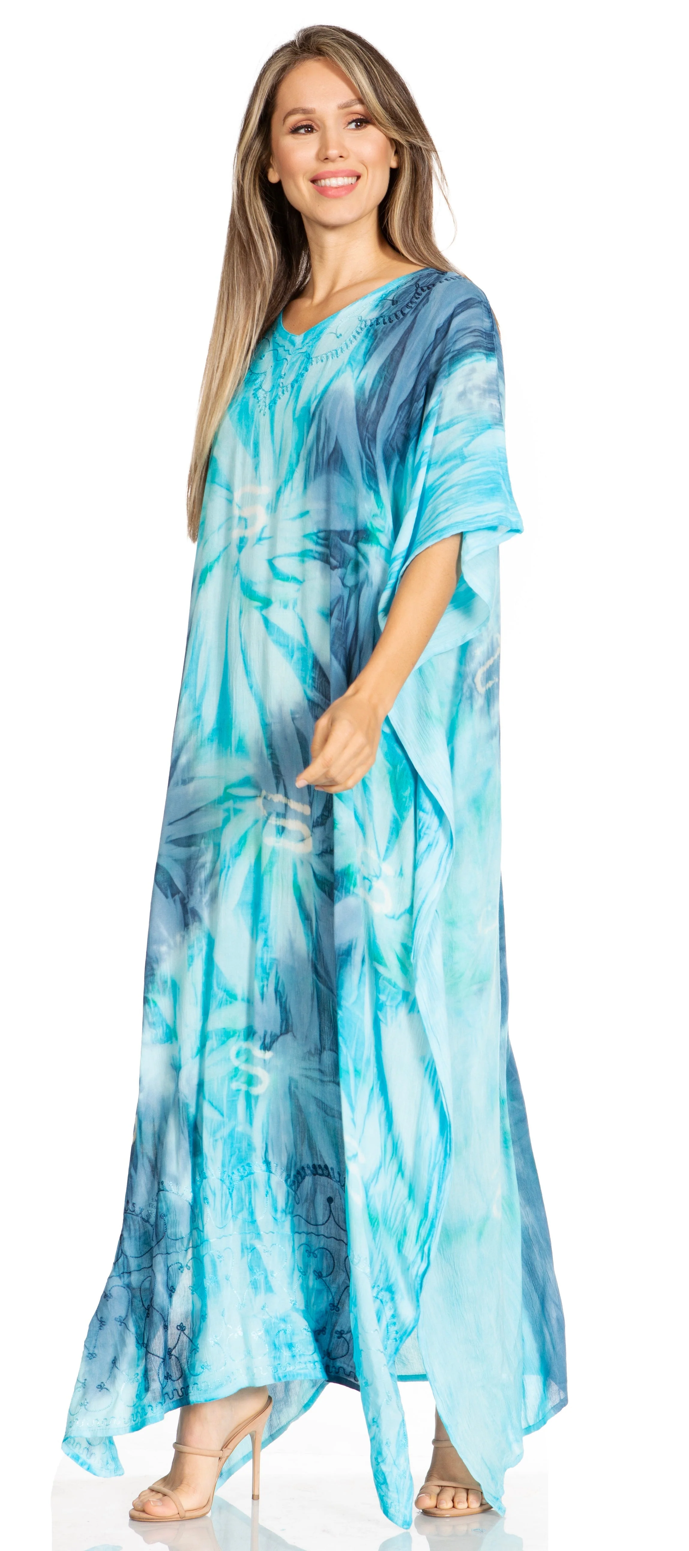 Sakkas Pilar Petite Women's Beach Maxi Caftan Dress in Short Sleeve Casual Style - Image 13