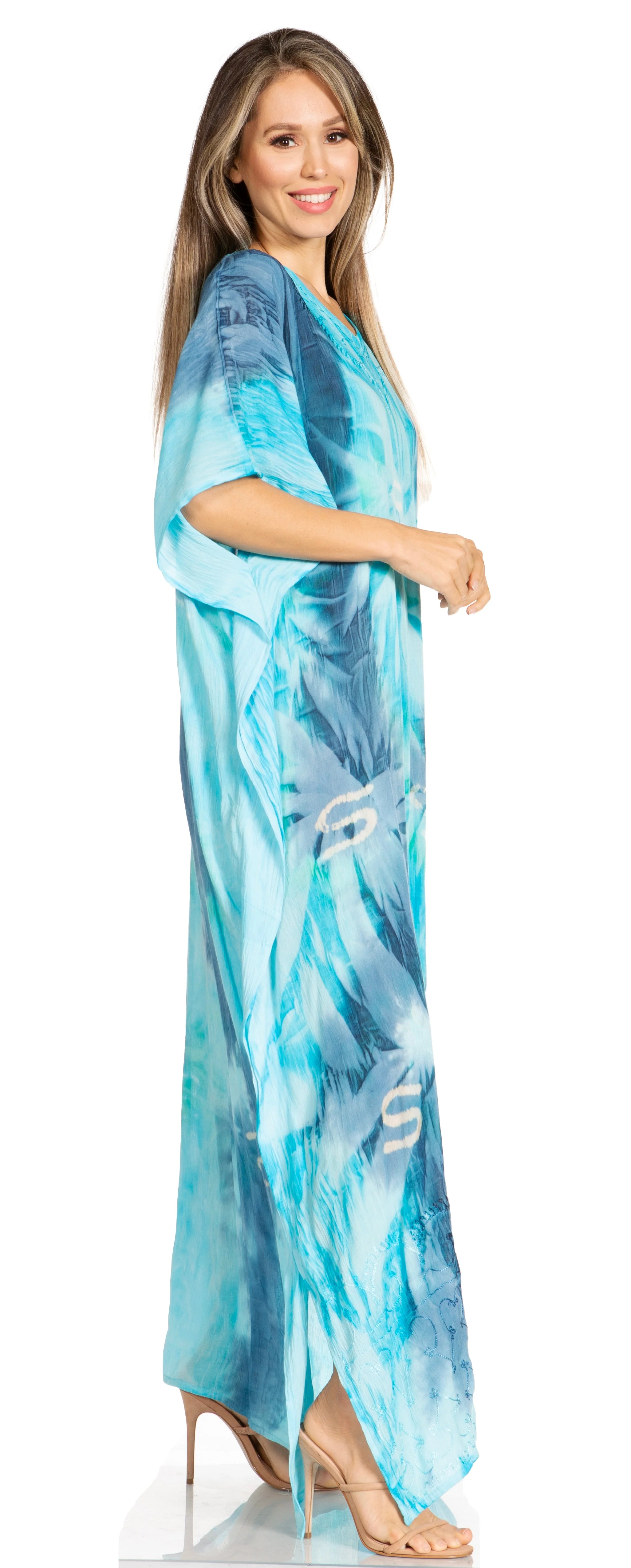 Sakkas Pilar Petite Women's Beach Maxi Caftan Dress in Short Sleeve Casual Style - Image 14