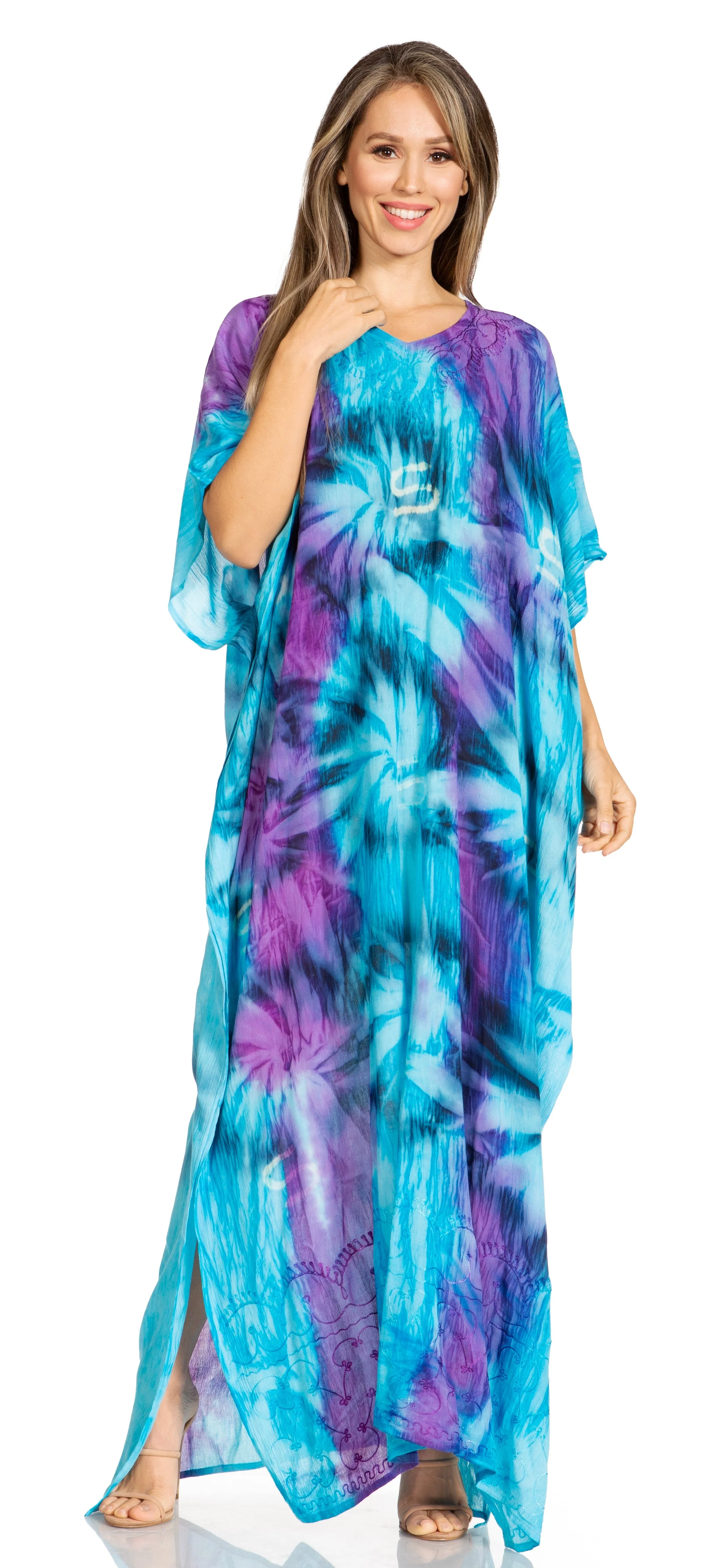 Sakkas Pilar Petite Women's Beach Maxi Caftan Dress in Short Sleeve Casual Style - Image 16