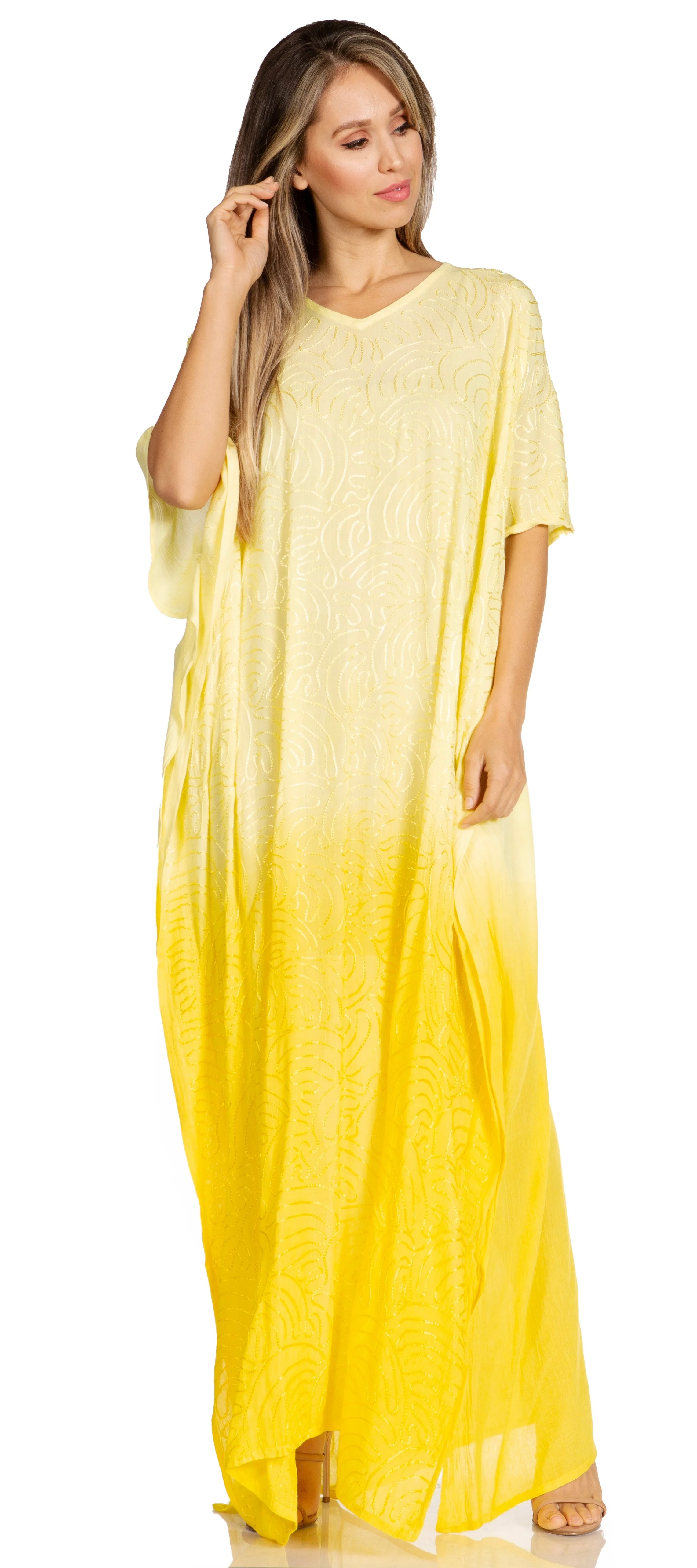 Sakkas Pilar Petite Women's Beach Maxi Caftan Dress in Short Sleeve Casual Style - Image 35