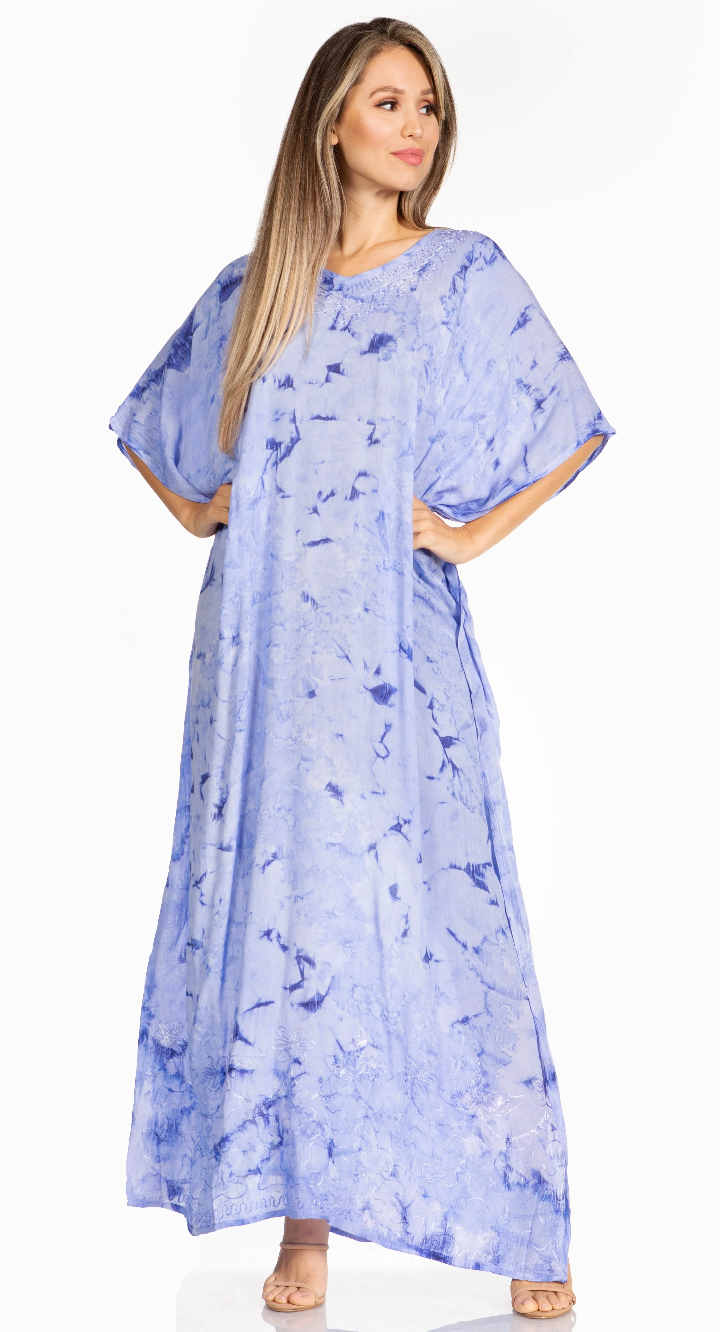 Sakkas Pilar Petite Women's Beach Maxi Caftan Dress in Short Sleeve Casual Style - Image 40