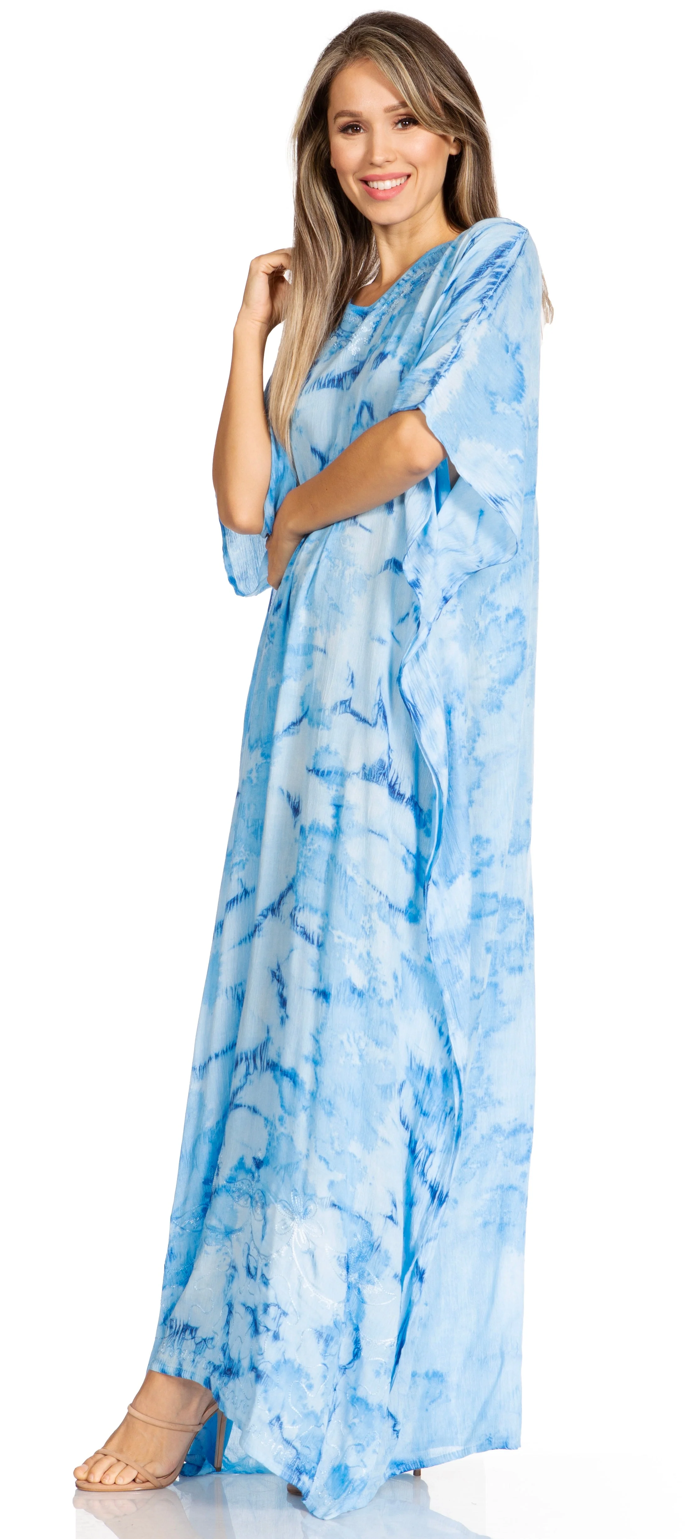 Sakkas Pilar Petite Women's Beach Maxi Caftan Dress in Short Sleeve Casual Style - Image 43