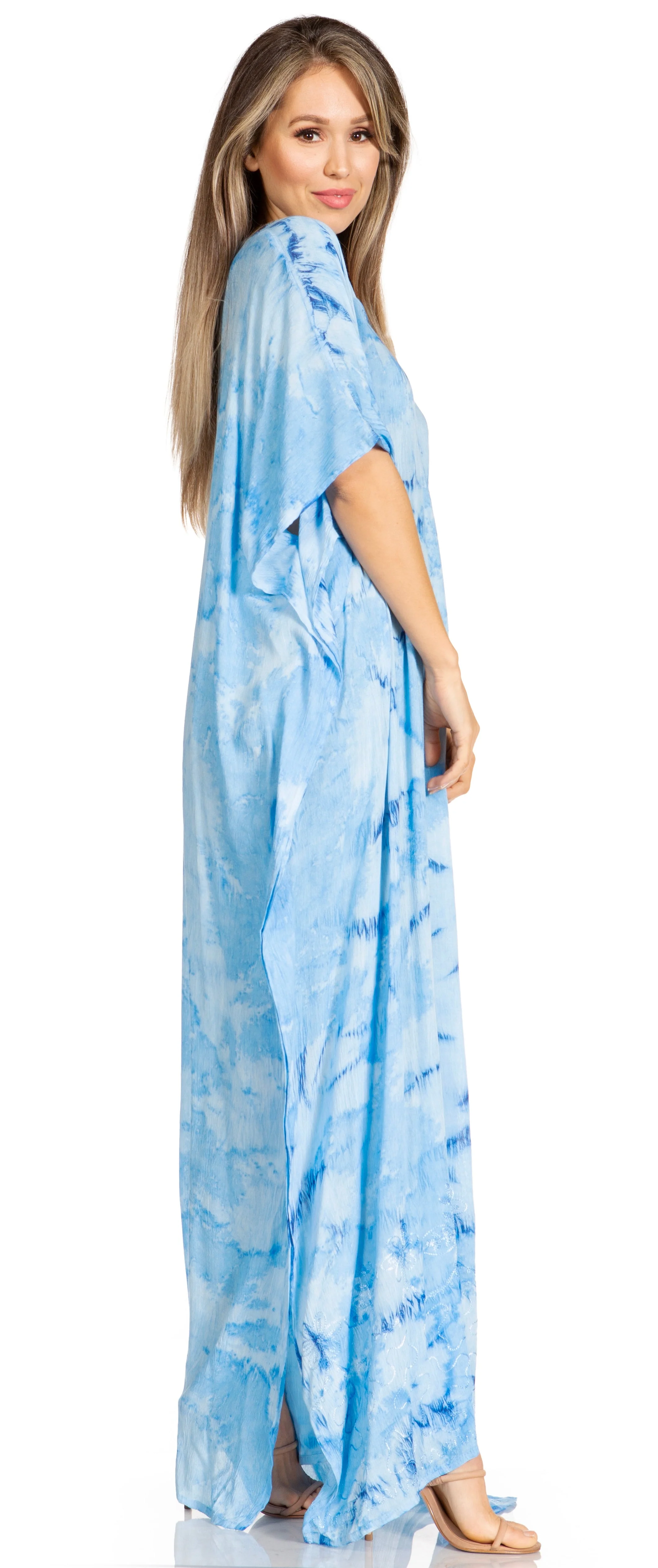 Sakkas Pilar Petite Women's Beach Maxi Caftan Dress in Short Sleeve Casual Style - Image 44