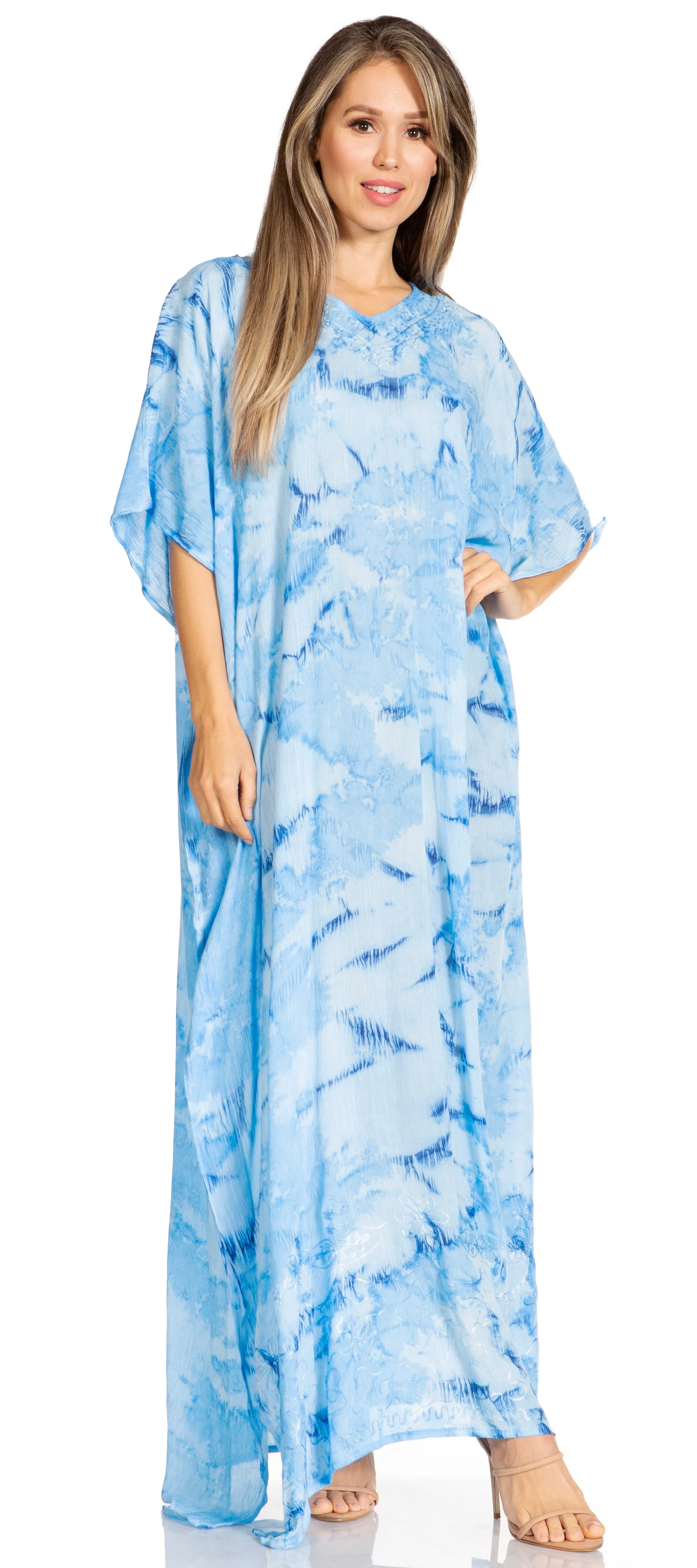 Sakkas Pilar Petite Women's Beach Maxi Caftan Dress in Short Sleeve Casual Style - Image 45