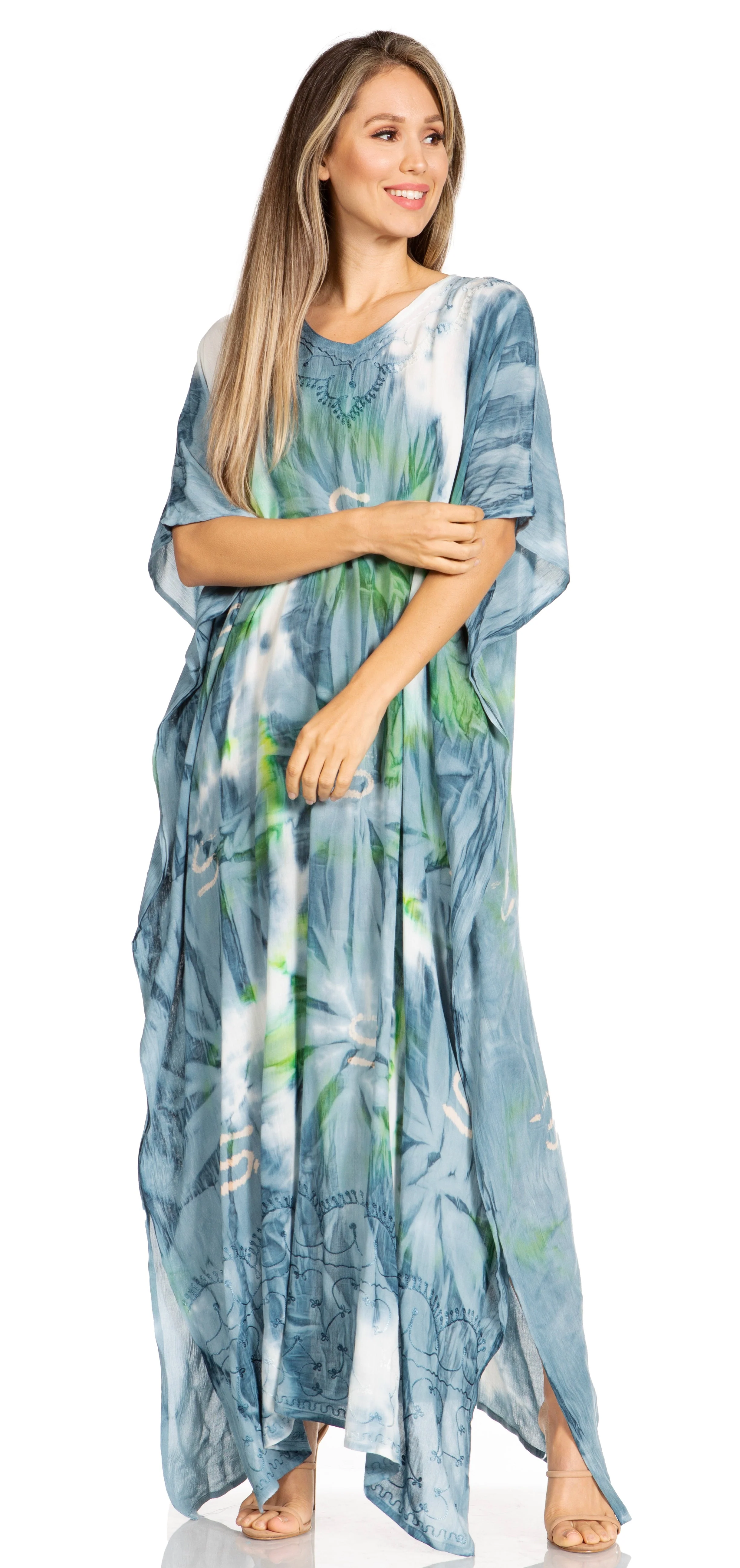 Sakkas Pilar Petite Women's Beach Maxi Caftan Dress in Short Sleeve Casual Style - Image 5