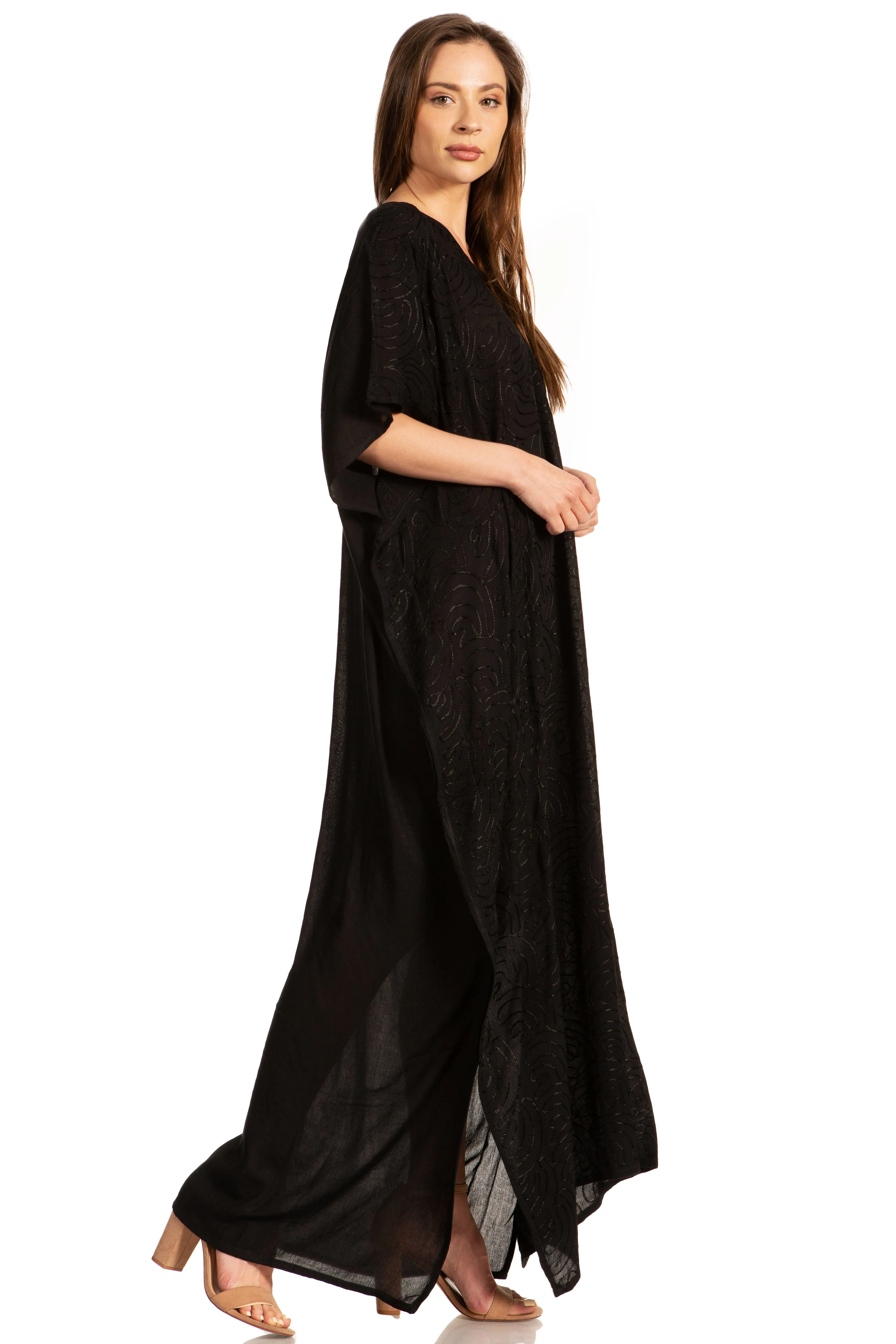 Sakkas Pilar Petite Women's Beach Maxi Caftan Dress in Short Sleeve Casual Style - Image 58