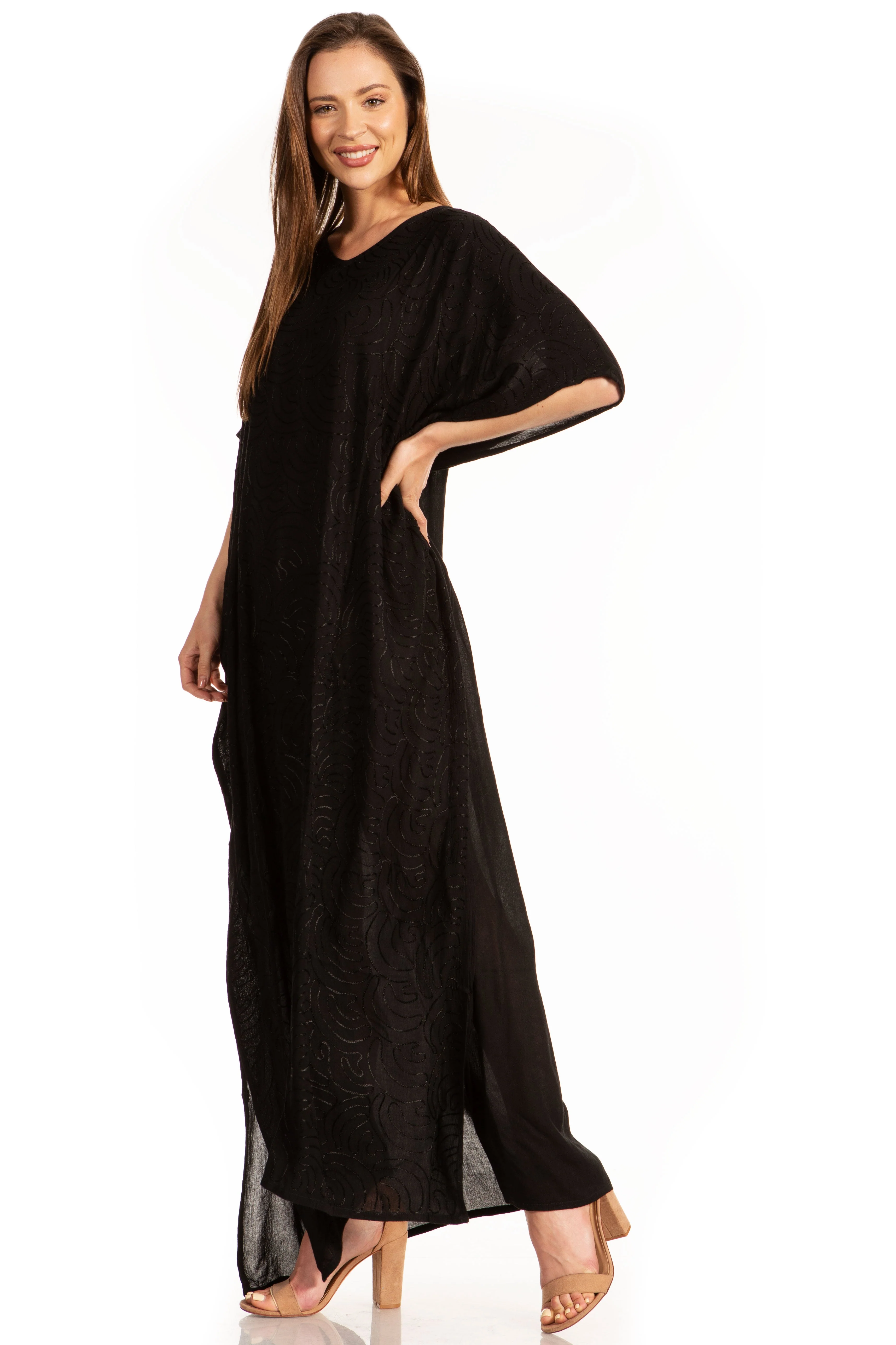 Sakkas Pilar Petite Women's Beach Maxi Caftan Dress in Short Sleeve Casual Style - Image 59
