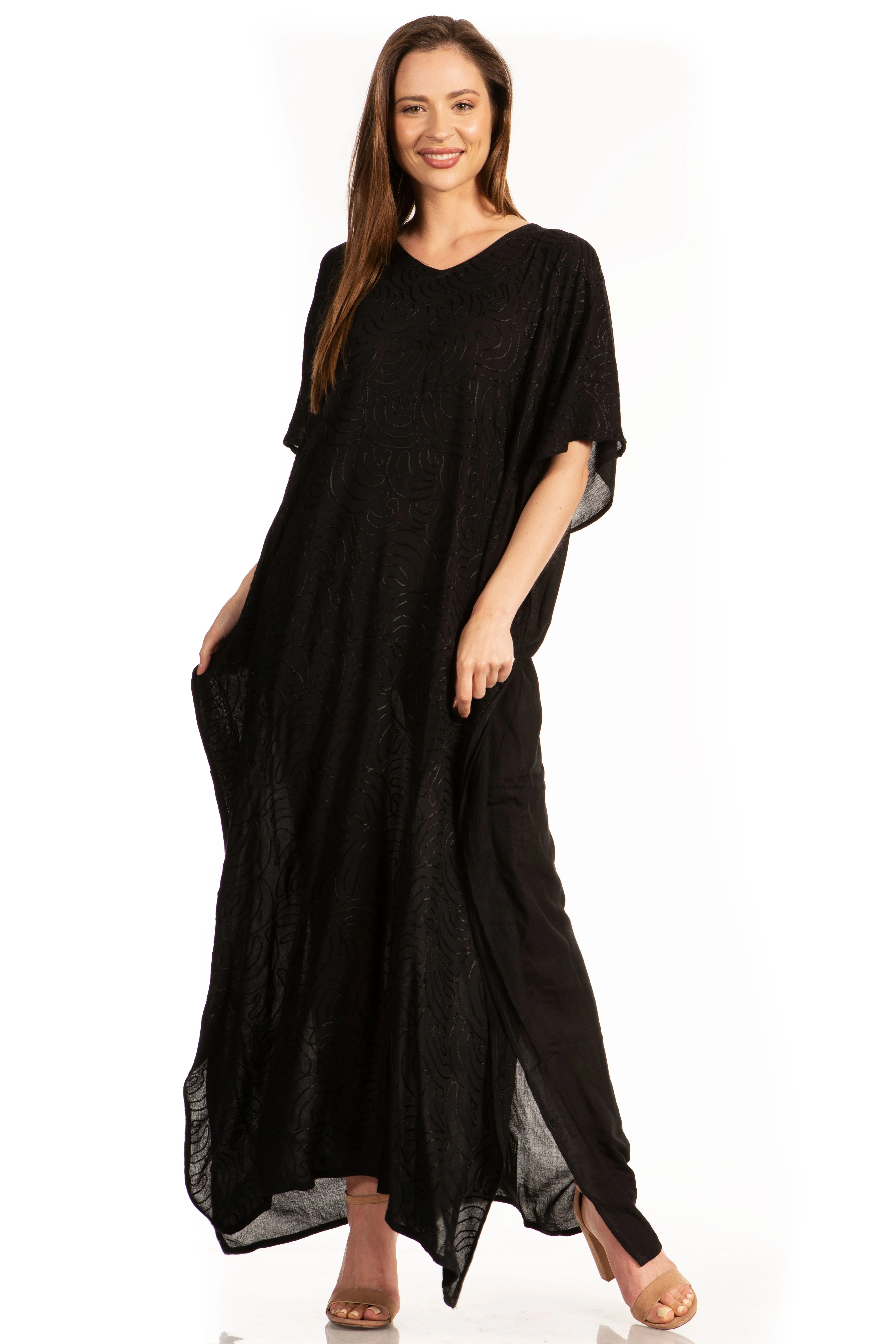 Sakkas Pilar Petite Women's Beach Maxi Caftan Dress in Short Sleeve Casual Style - Image 60