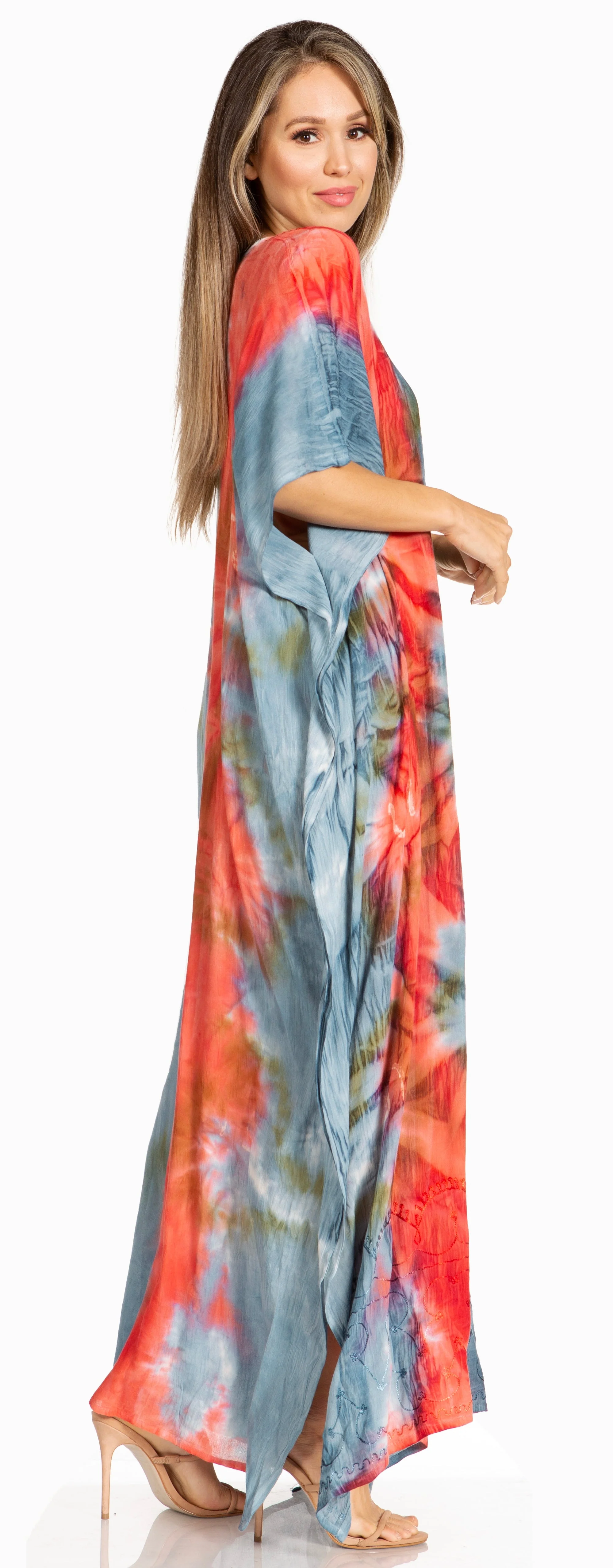 Sakkas Pilar Petite Women's Beach Maxi Caftan Dress in Short Sleeve Casual Style - Image 9