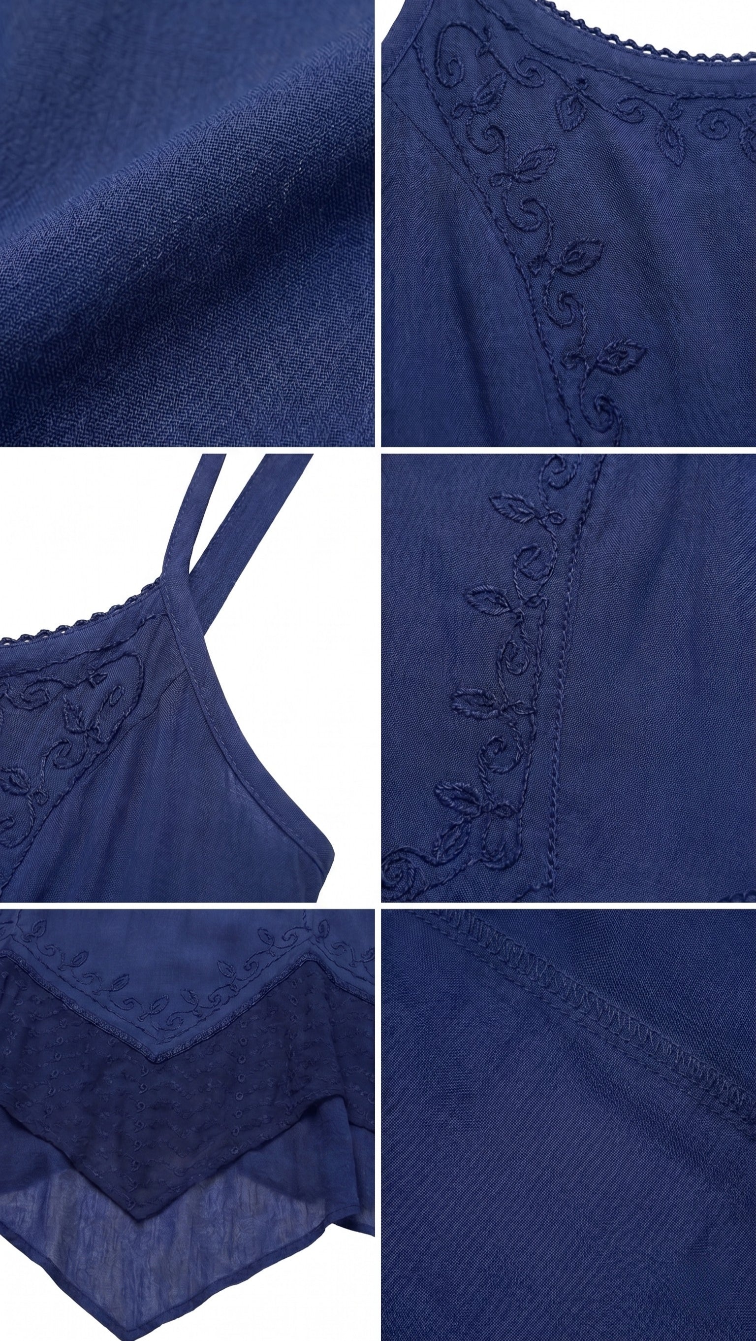 Sakkas Rayon Embroidered Stonewashed Adjustable Spaghetti Straps Long Dress - Image 23