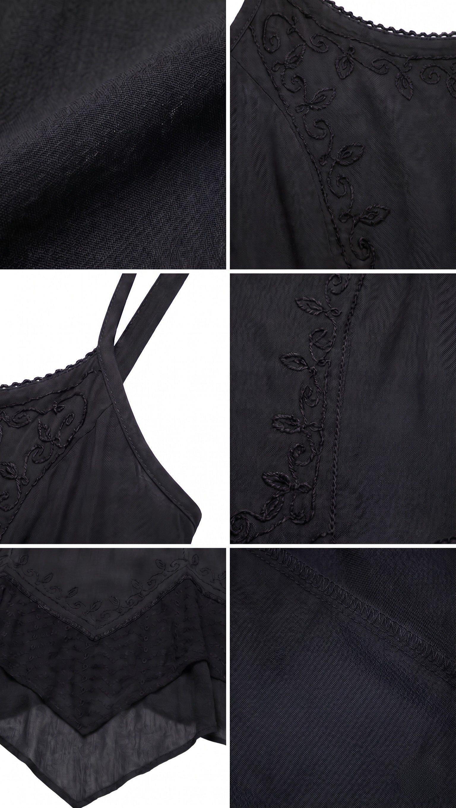 Sakkas Rayon Embroidered Stonewashed Adjustable Spaghetti Straps Long Dress - Image 5