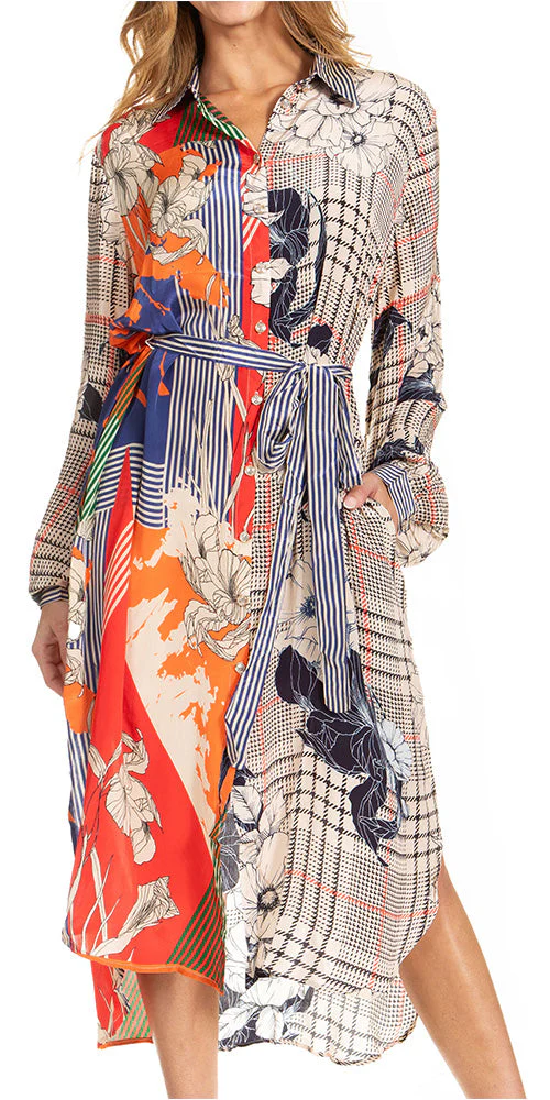 Sakkas Rina Women's Floral Print Maxi Dress with Long Sleeves and Flounce Shirt Design - Image 26