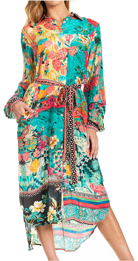 Sakkas Rina Women's Floral Print Maxi Dress with Long Sleeves and Flounce Shirt Design - Image 36
