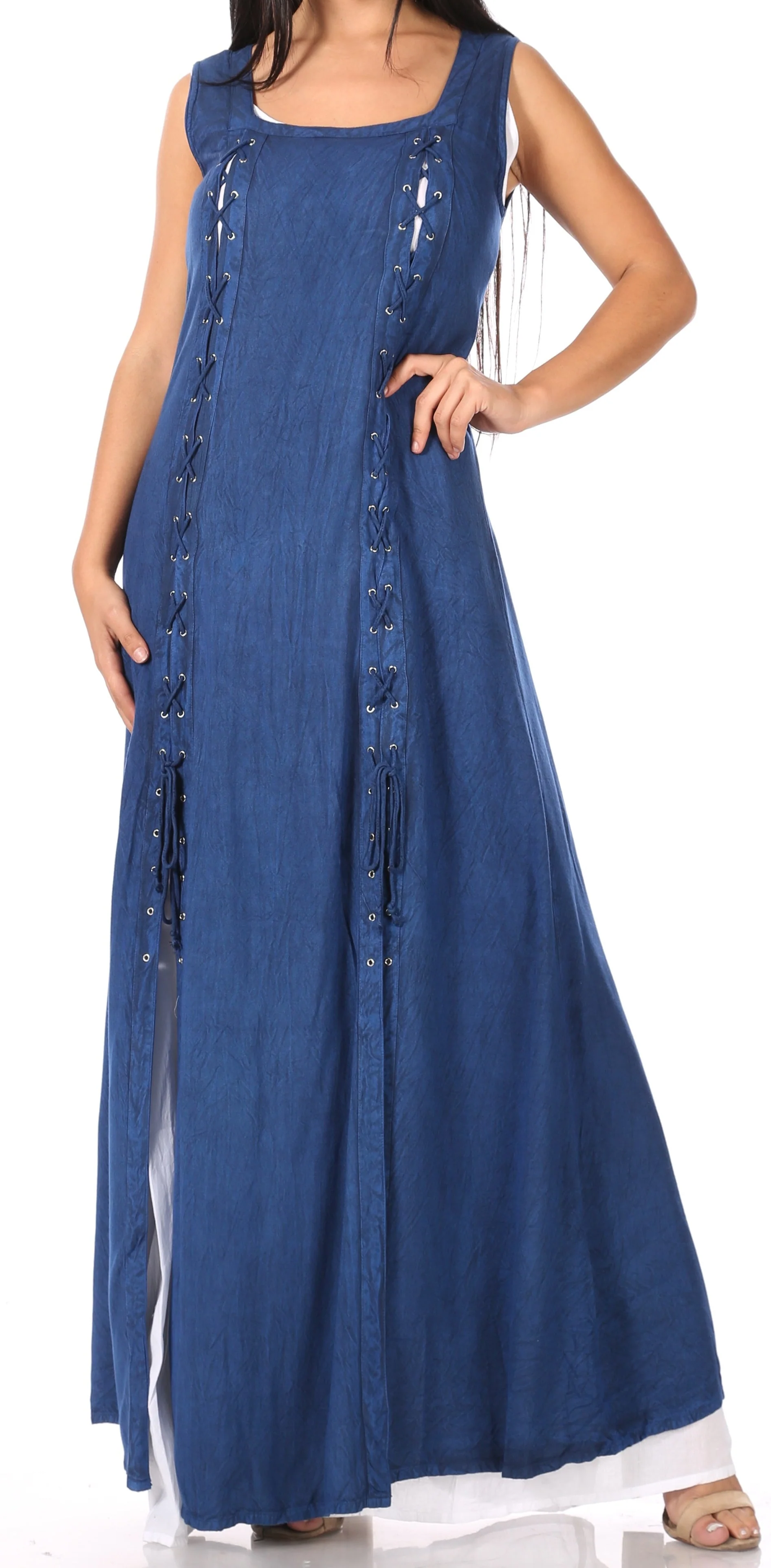 Sakkas Riva Women's Sleeveless Chemise + Over Dress Medieval Celtic Renaissance - Image 18