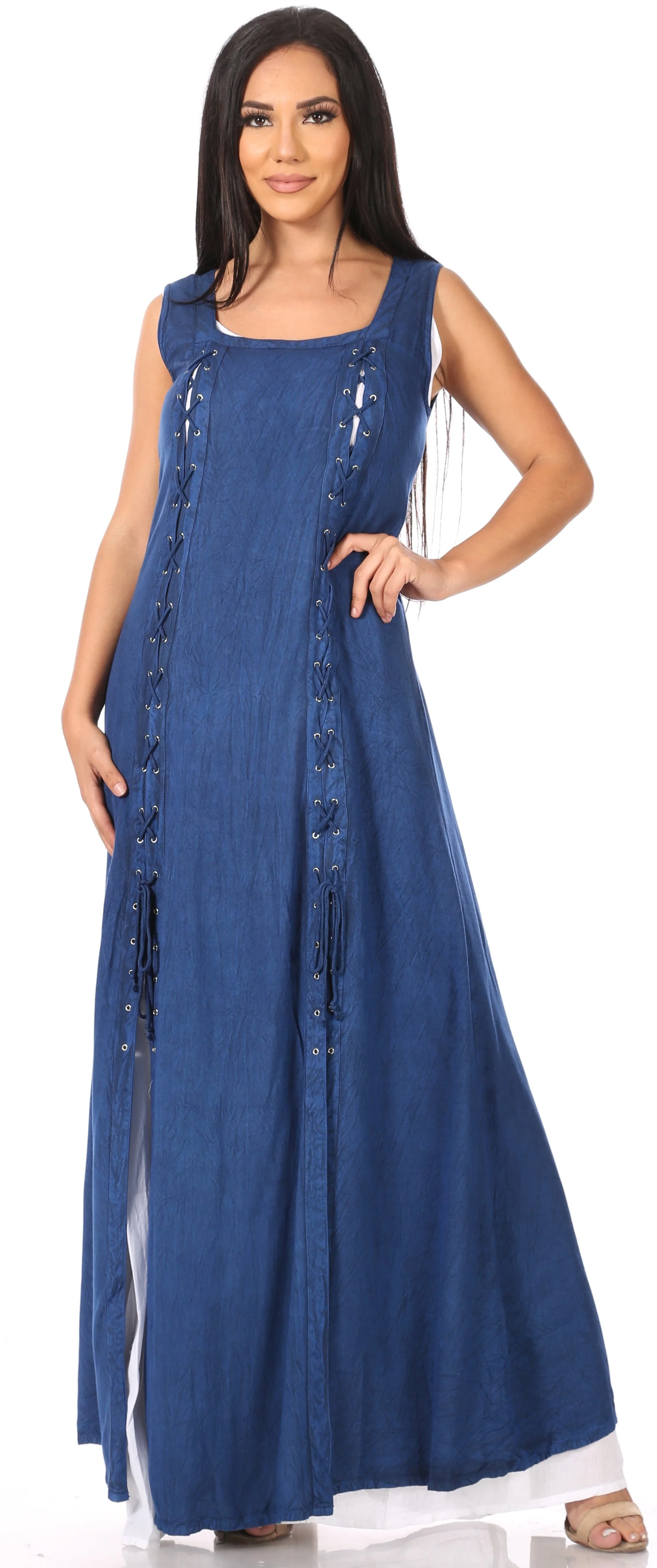Sakkas Riva Women's Sleeveless Chemise + Over Dress Medieval Celtic Renaissance - Image 20