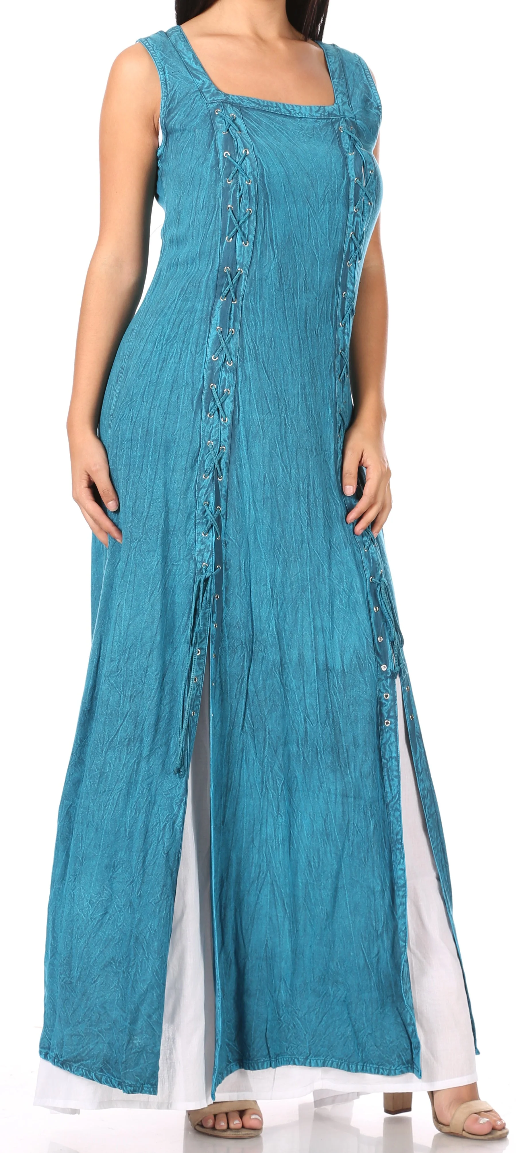 Sakkas Riva Women's Sleeveless Chemise + Over Dress Medieval Celtic Renaissance - Image 24